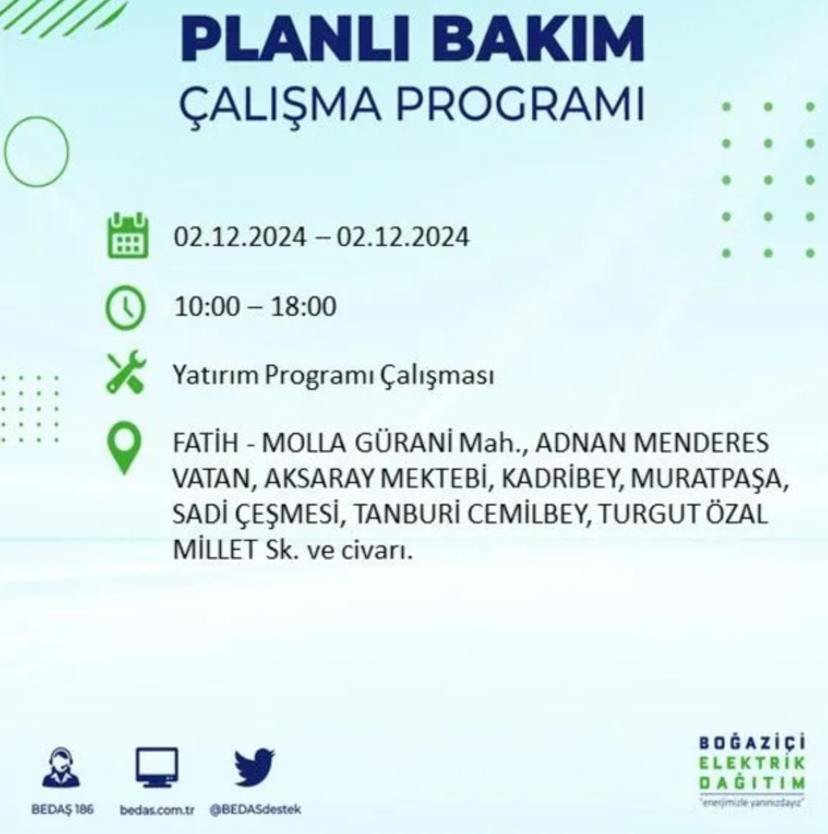 BEDAŞ ha annunciato... Interruzione di corrente a Istanbul: quali quartieri saranno interessati il 2 dicembre?