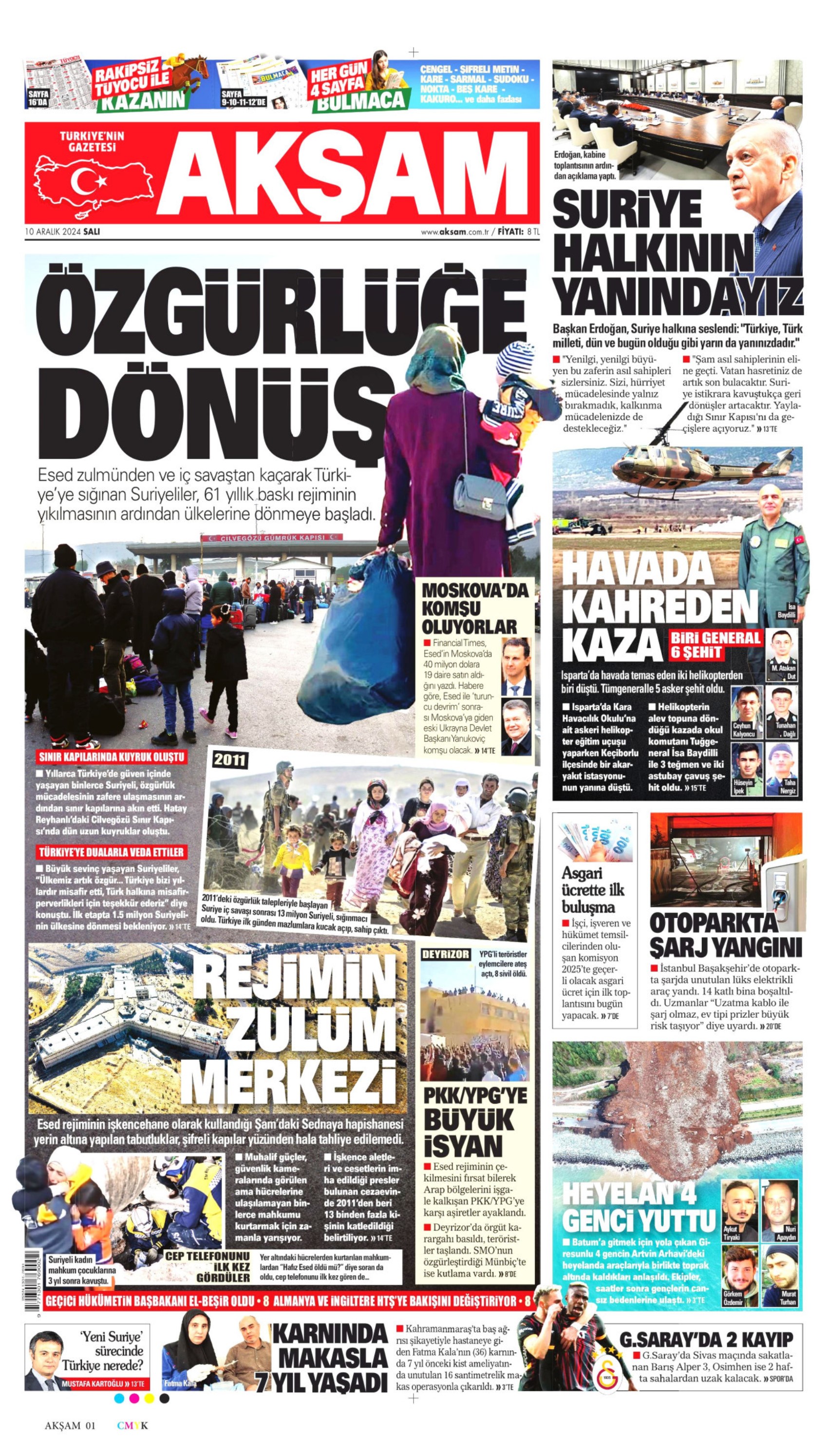 Prime pagine dei quotidiani del 10 dicembre 2024