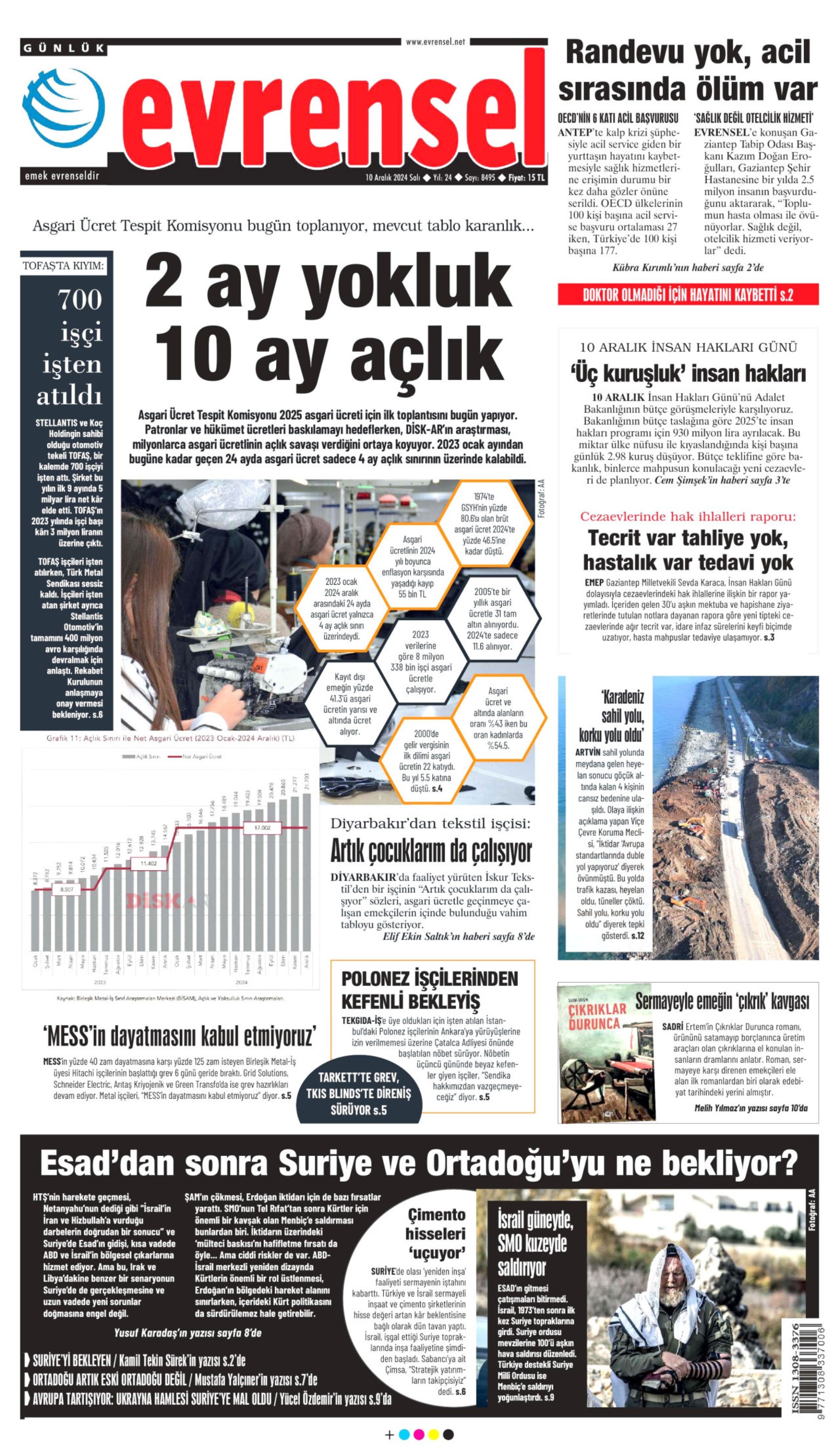 Prime pagine dei quotidiani del 10 dicembre 2024