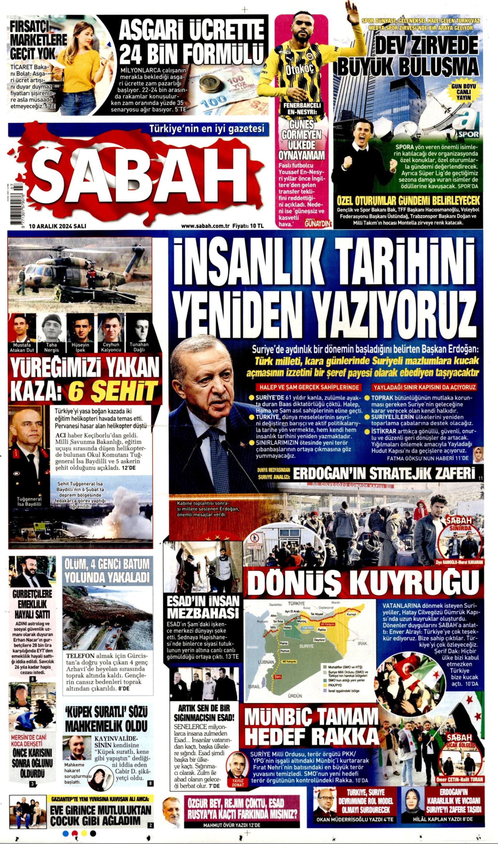 Prime pagine dei quotidiani del 10 dicembre 2024