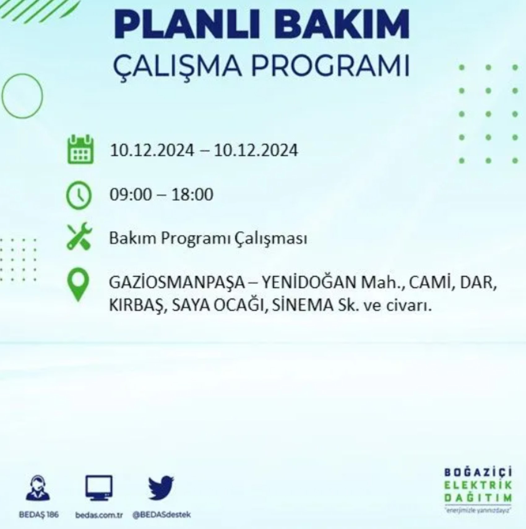 BEDAŞ açıkladı... İstanbul'da elektrik kesintisi: 10 Aralık'ta hangi mahalleler etkilenecek?