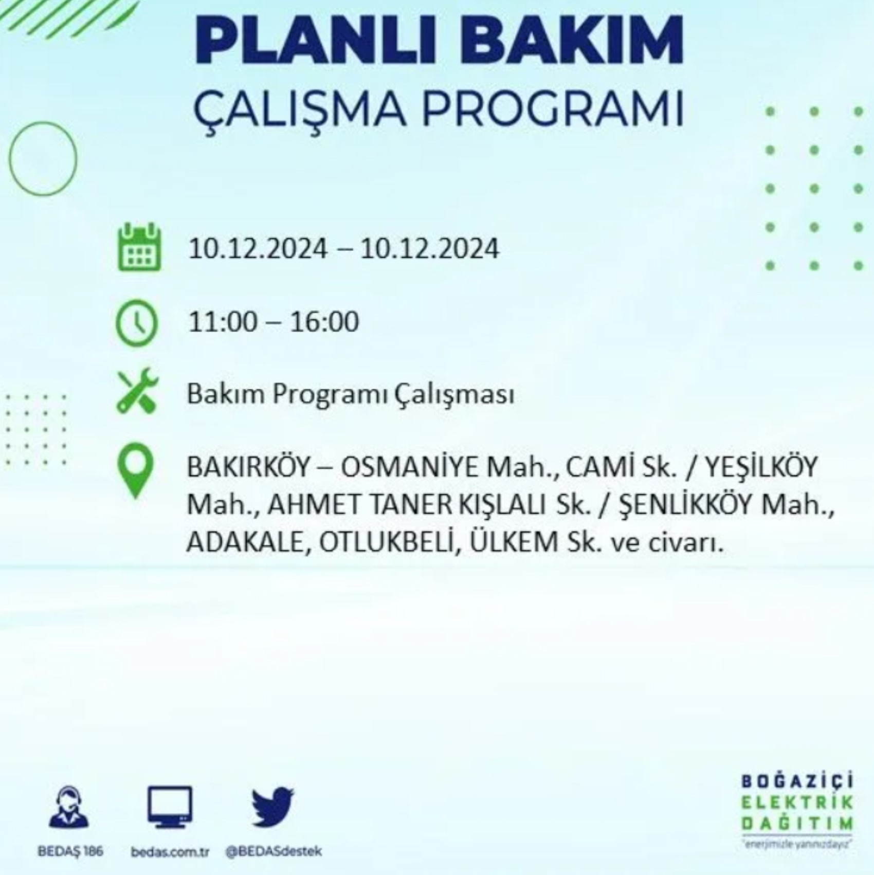 BEDAŞ açıkladı... İstanbul'da elektrik kesintisi: 10 Aralık'ta hangi mahalleler etkilenecek?