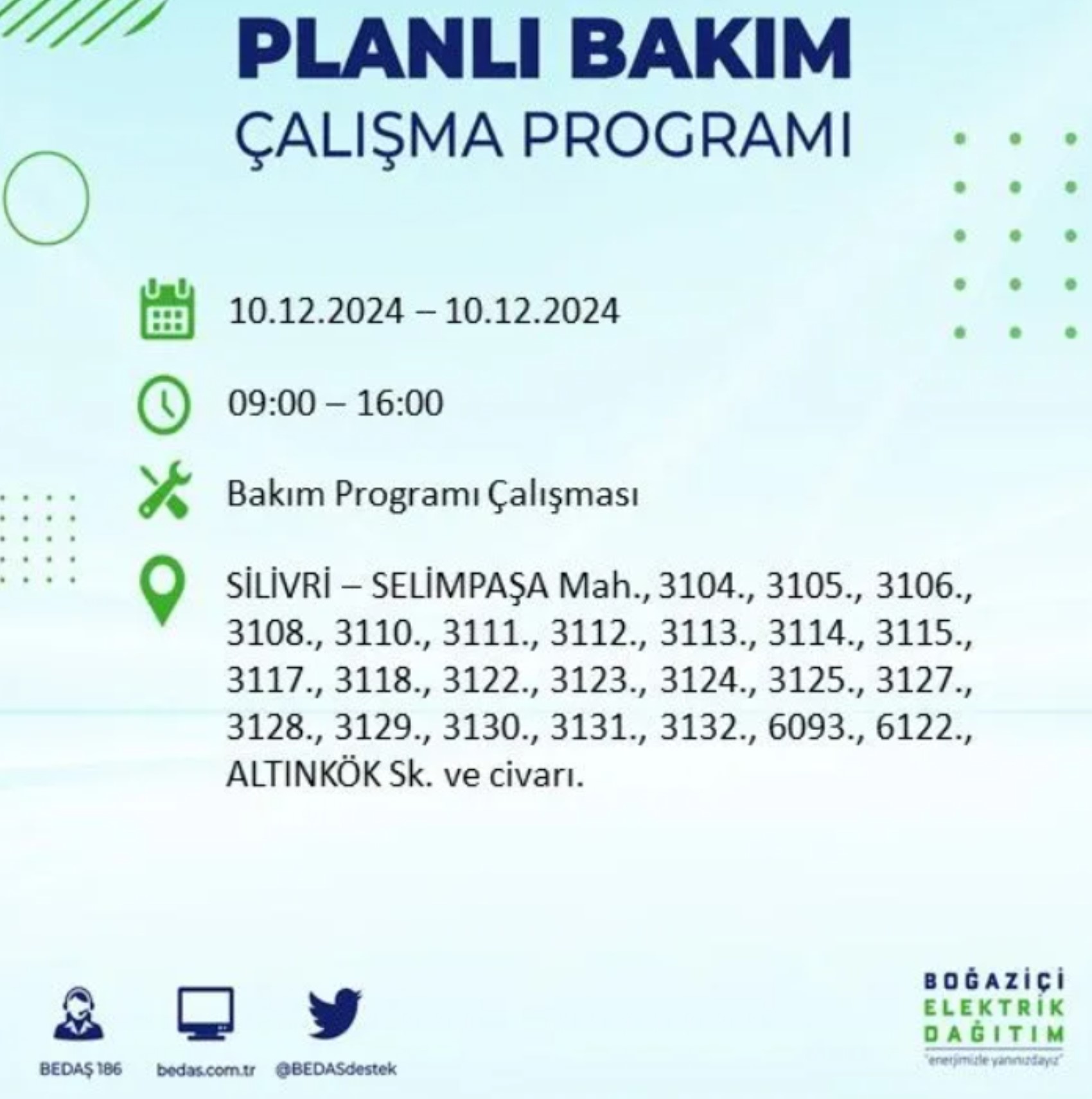 BEDAŞ açıkladı... İstanbul'da elektrik kesintisi: 10 Aralık'ta hangi mahalleler etkilenecek?