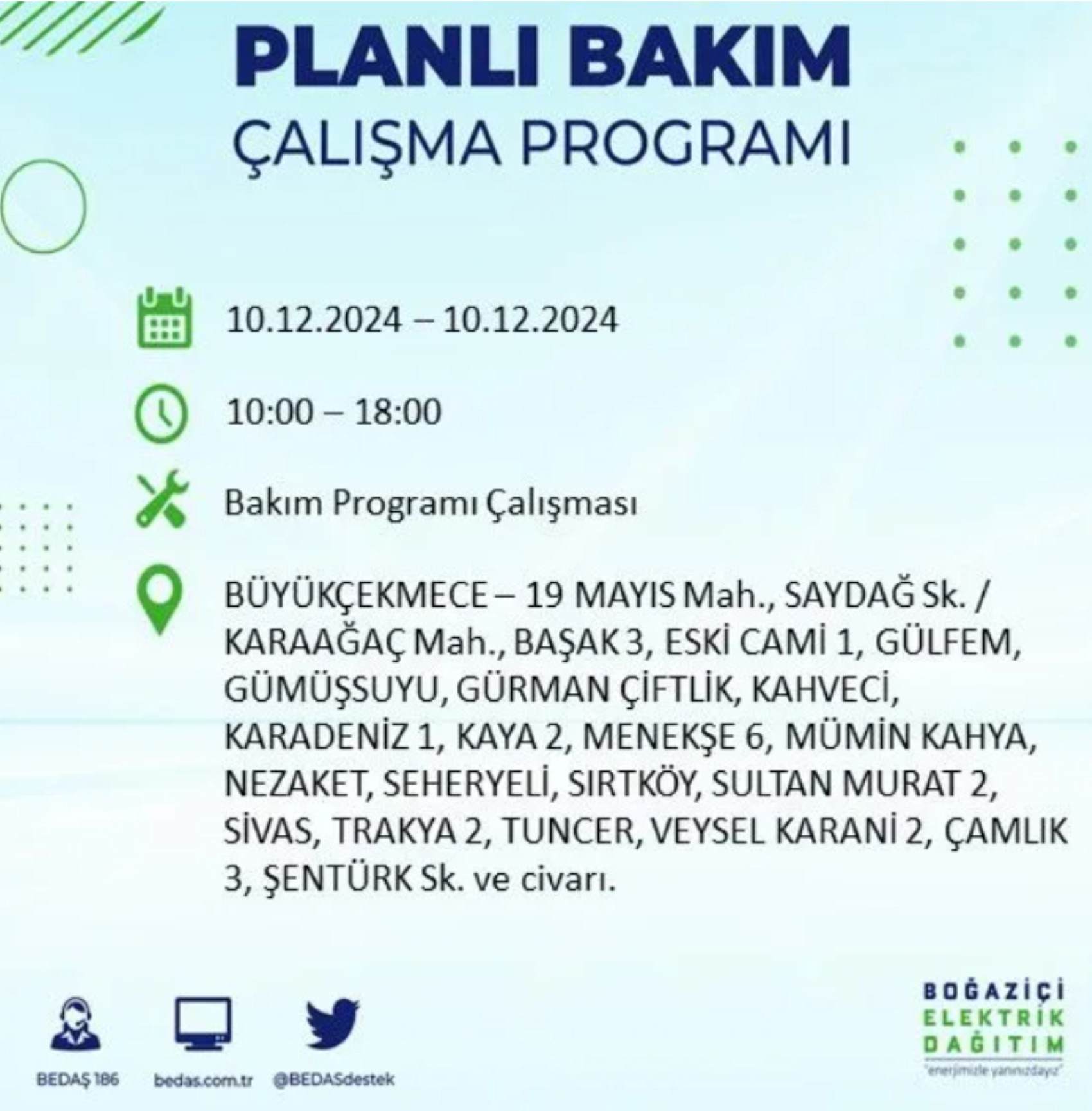 BEDAŞ açıkladı... İstanbul'da elektrik kesintisi: 10 Aralık'ta hangi mahalleler etkilenecek?