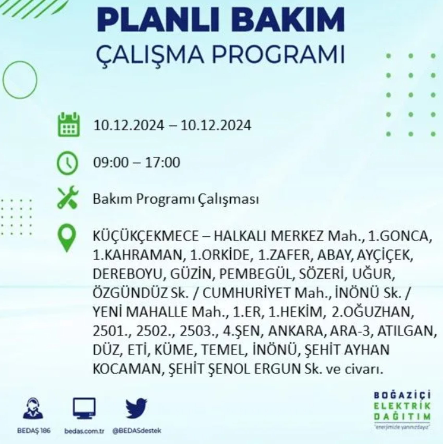 BEDAŞ açıkladı... İstanbul'da elektrik kesintisi: 10 Aralık'ta hangi mahalleler etkilenecek?