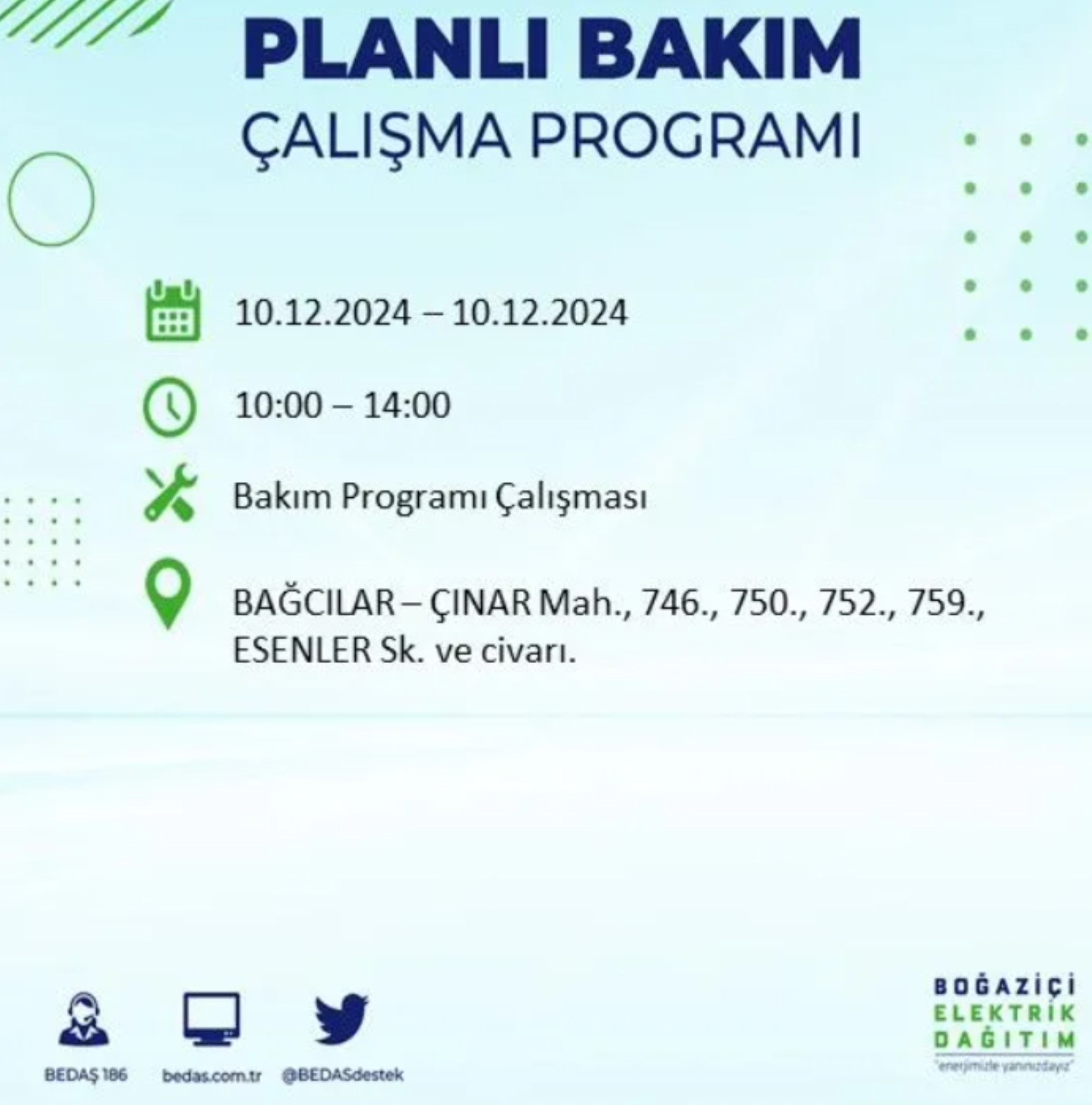 BEDAŞ açıkladı... İstanbul'da elektrik kesintisi: 10 Aralık'ta hangi mahalleler etkilenecek?