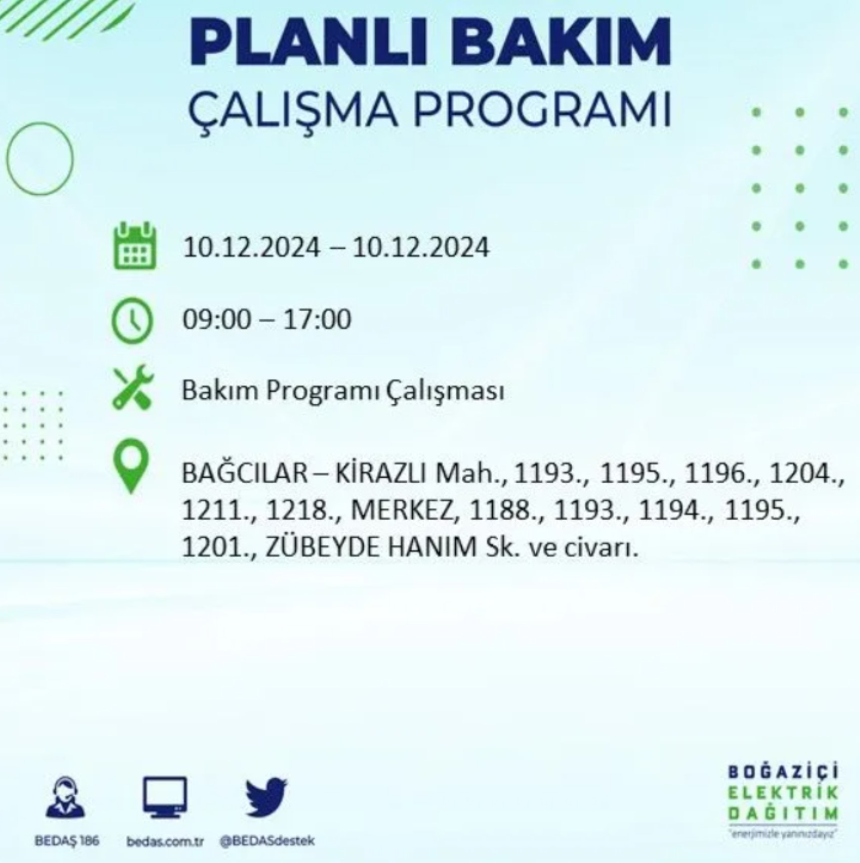 BEDAŞ açıkladı... İstanbul'da elektrik kesintisi: 10 Aralık'ta hangi mahalleler etkilenecek?