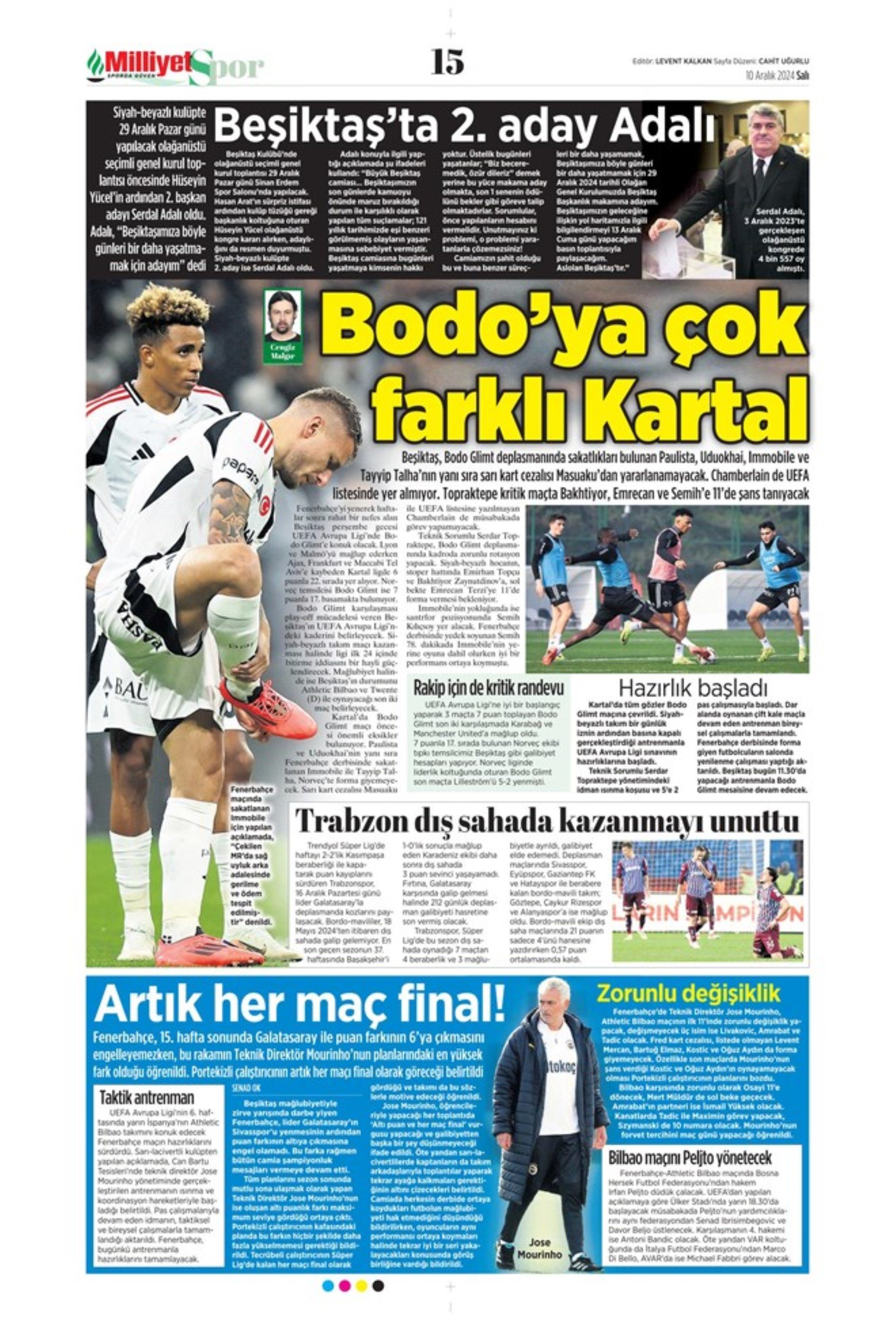 Sporun manşetleri (10 Aralık 2024): 'Mourinho sona yaklaşıyor'