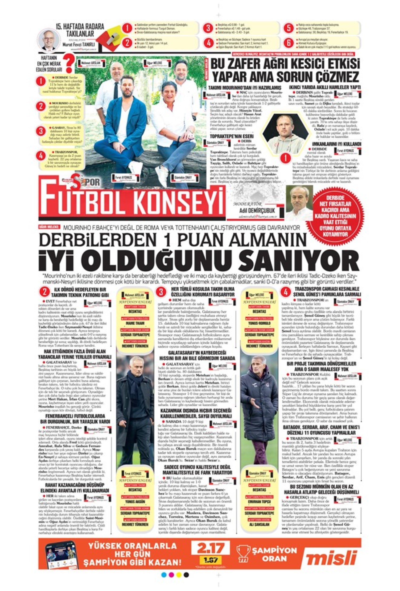 Sporun manşetleri (10 Aralık 2024): 'Mourinho sona yaklaşıyor'