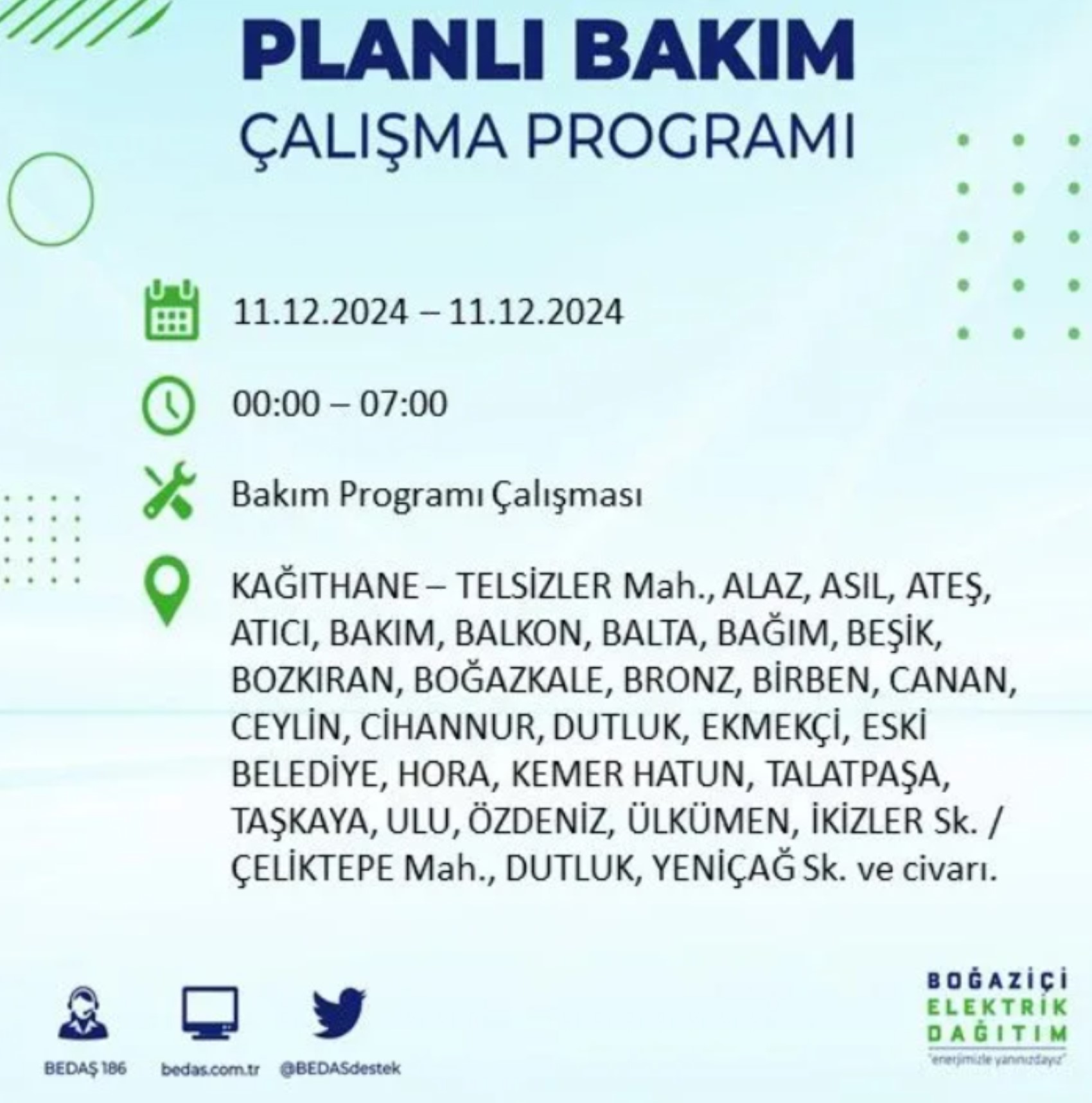 BEDAŞ açıkladı... İstanbul'da elektrik kesintisi: 11 Aralık'ta hangi mahalleler etkilenecek?