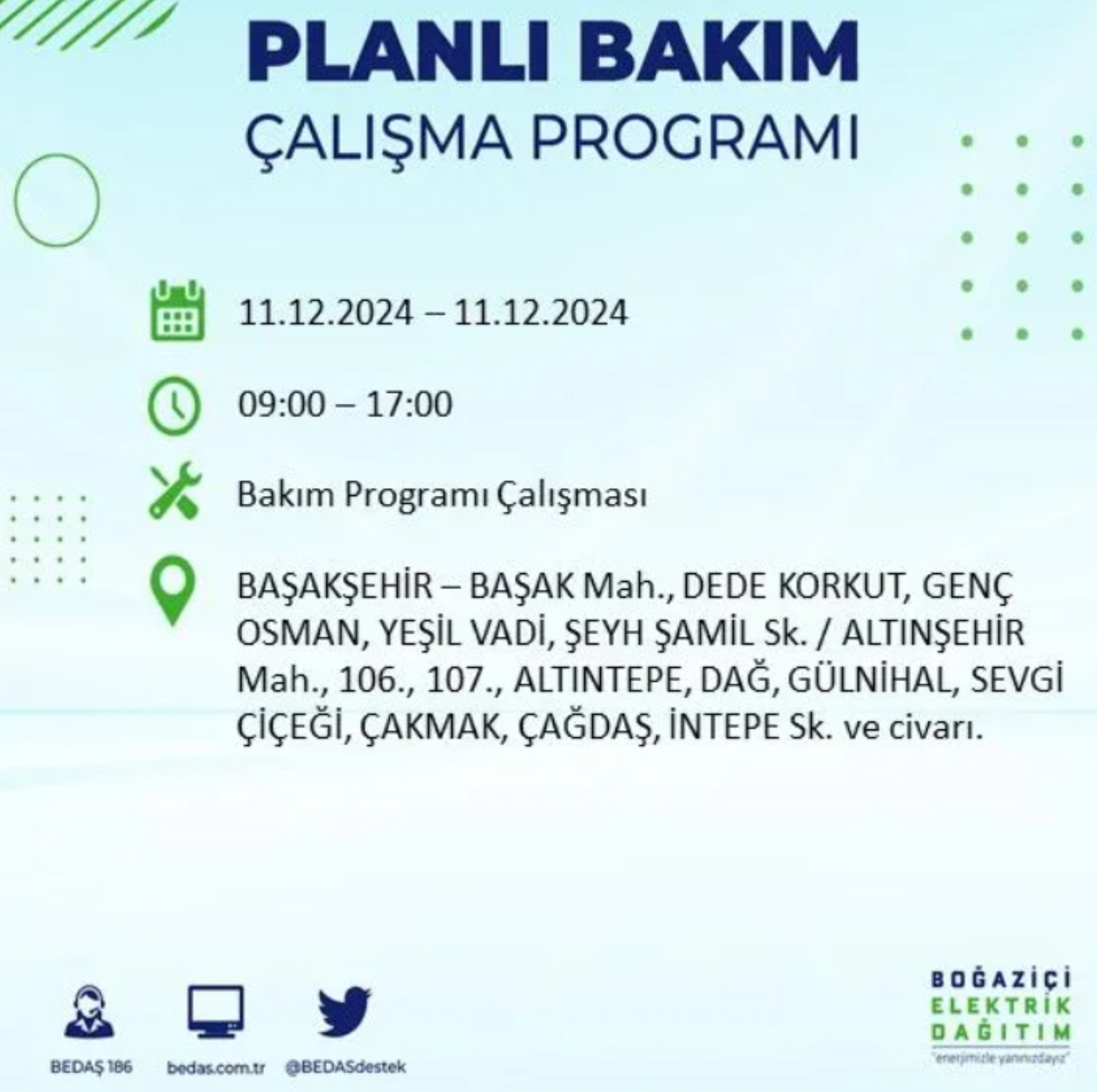 BEDAŞ açıkladı... İstanbul'da elektrik kesintisi: 11 Aralık'ta hangi mahalleler etkilenecek?