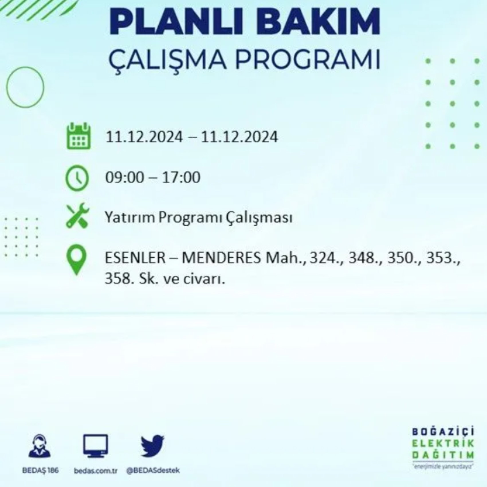 BEDAŞ açıkladı... İstanbul'da elektrik kesintisi: 11 Aralık'ta hangi mahalleler etkilenecek?