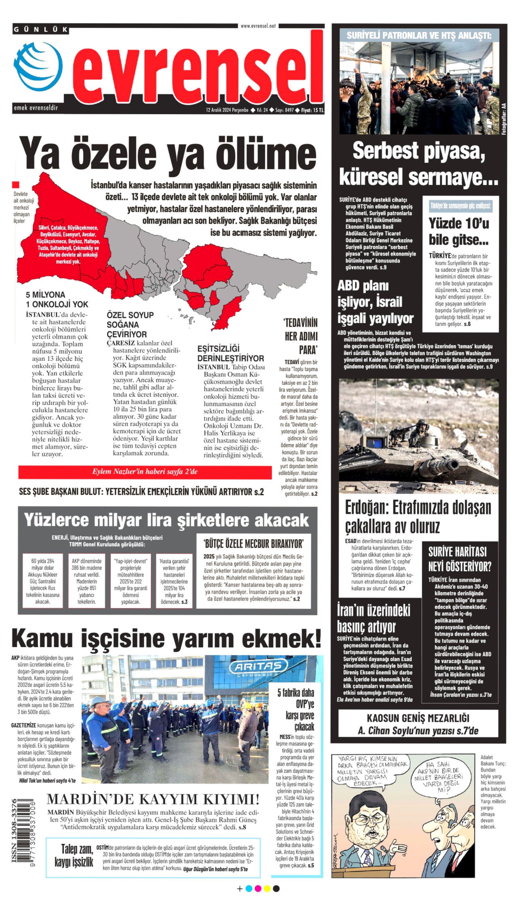 Prime pagine dei quotidiani del 12 dicembre 2024