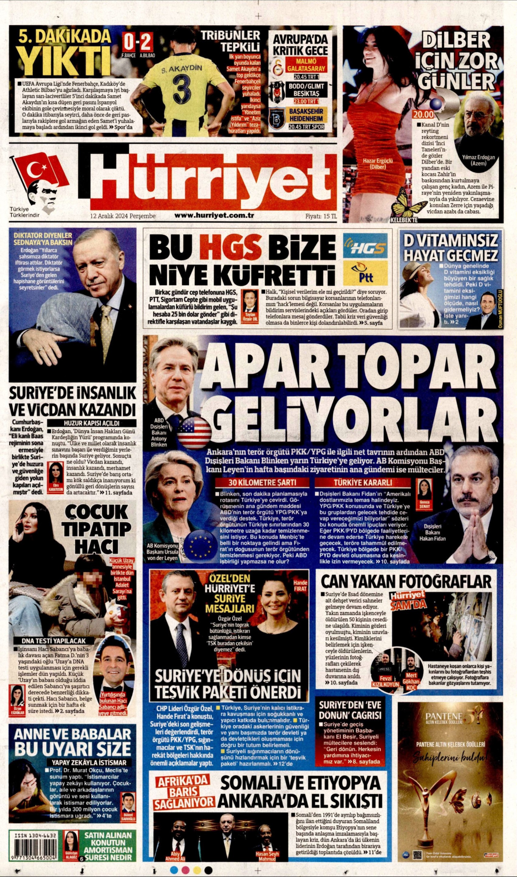 Prime pagine dei quotidiani del 12 dicembre 2024
