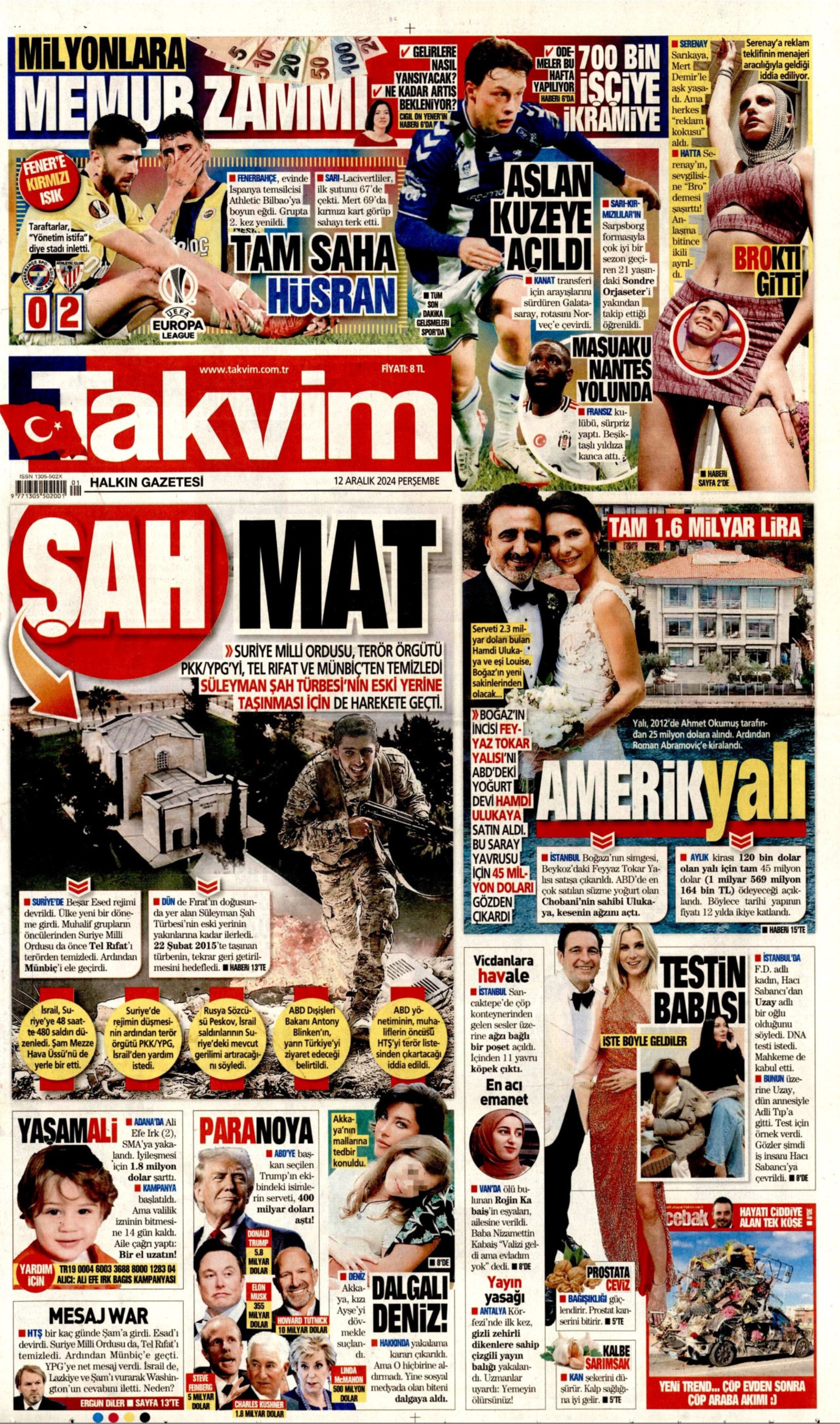Prime pagine dei quotidiani del 12 dicembre 2024