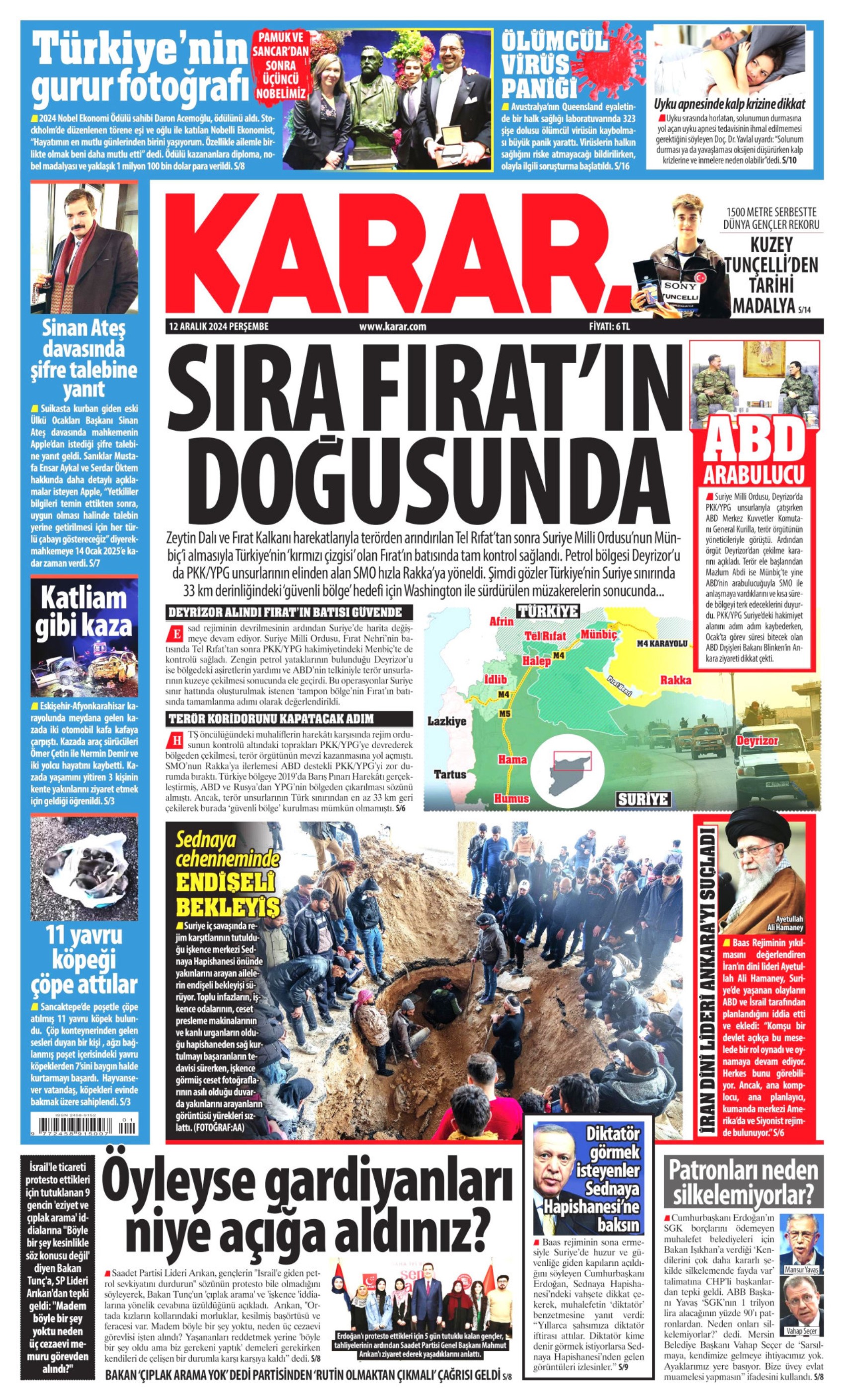 Prime pagine dei quotidiani del 12 dicembre 2024