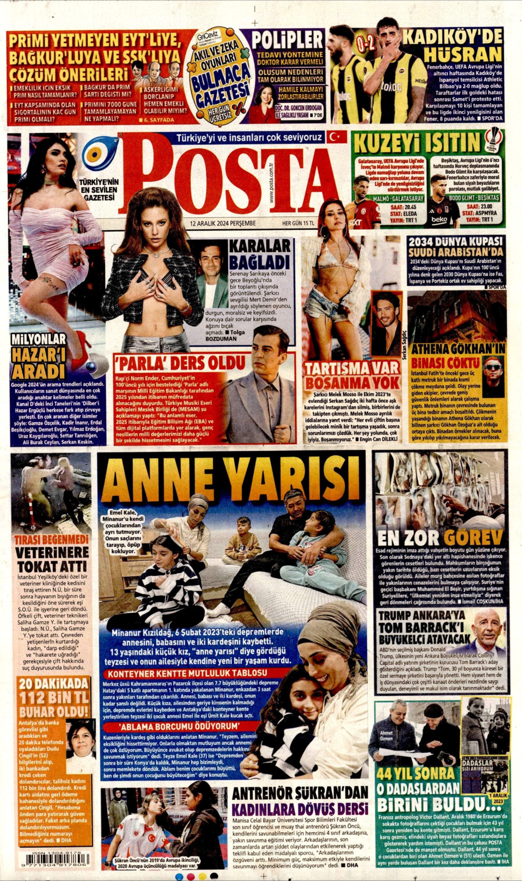 Prime pagine dei quotidiani del 12 dicembre 2024
