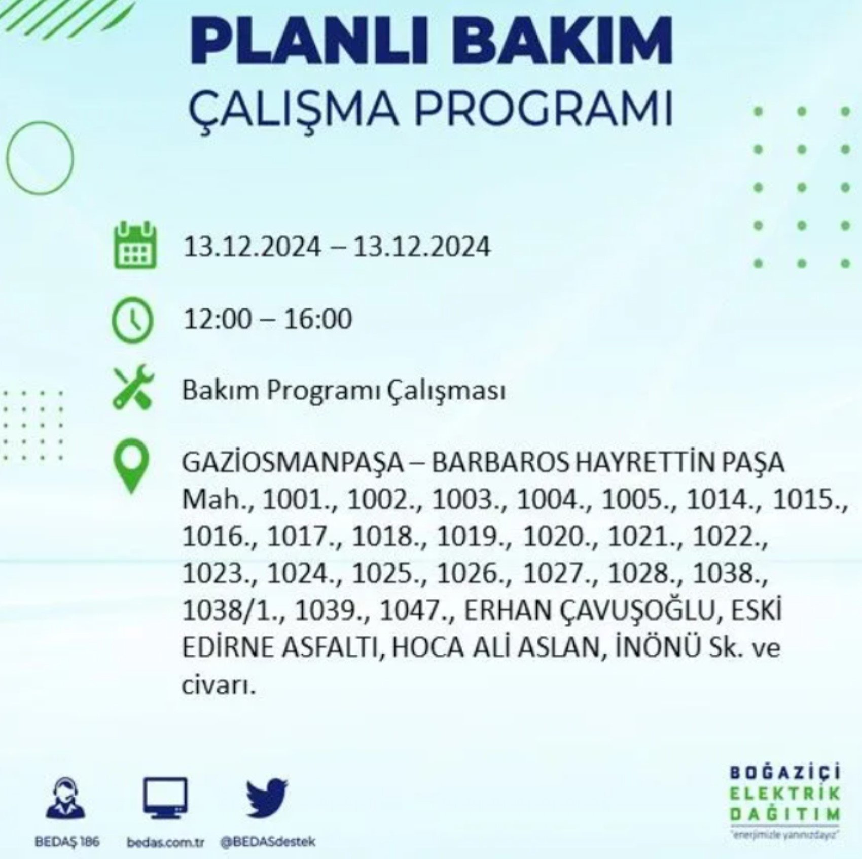 BEDAŞ açıkladı... İstanbul'da elektrik kesintisi: 13 Aralık'ta hangi mahalleler etkilenecek?