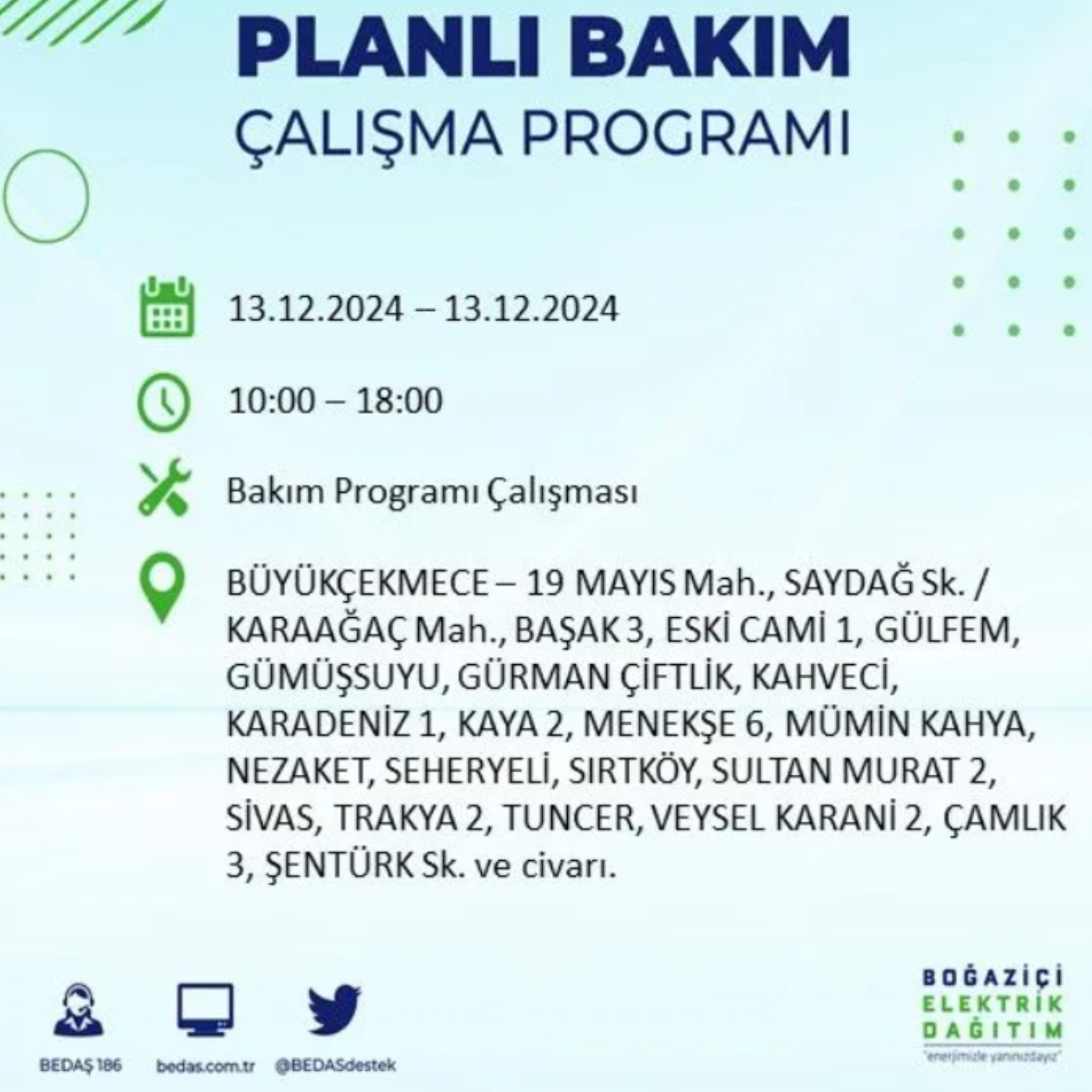 BEDAŞ açıkladı... İstanbul'da elektrik kesintisi: 13 Aralık'ta hangi mahalleler etkilenecek?