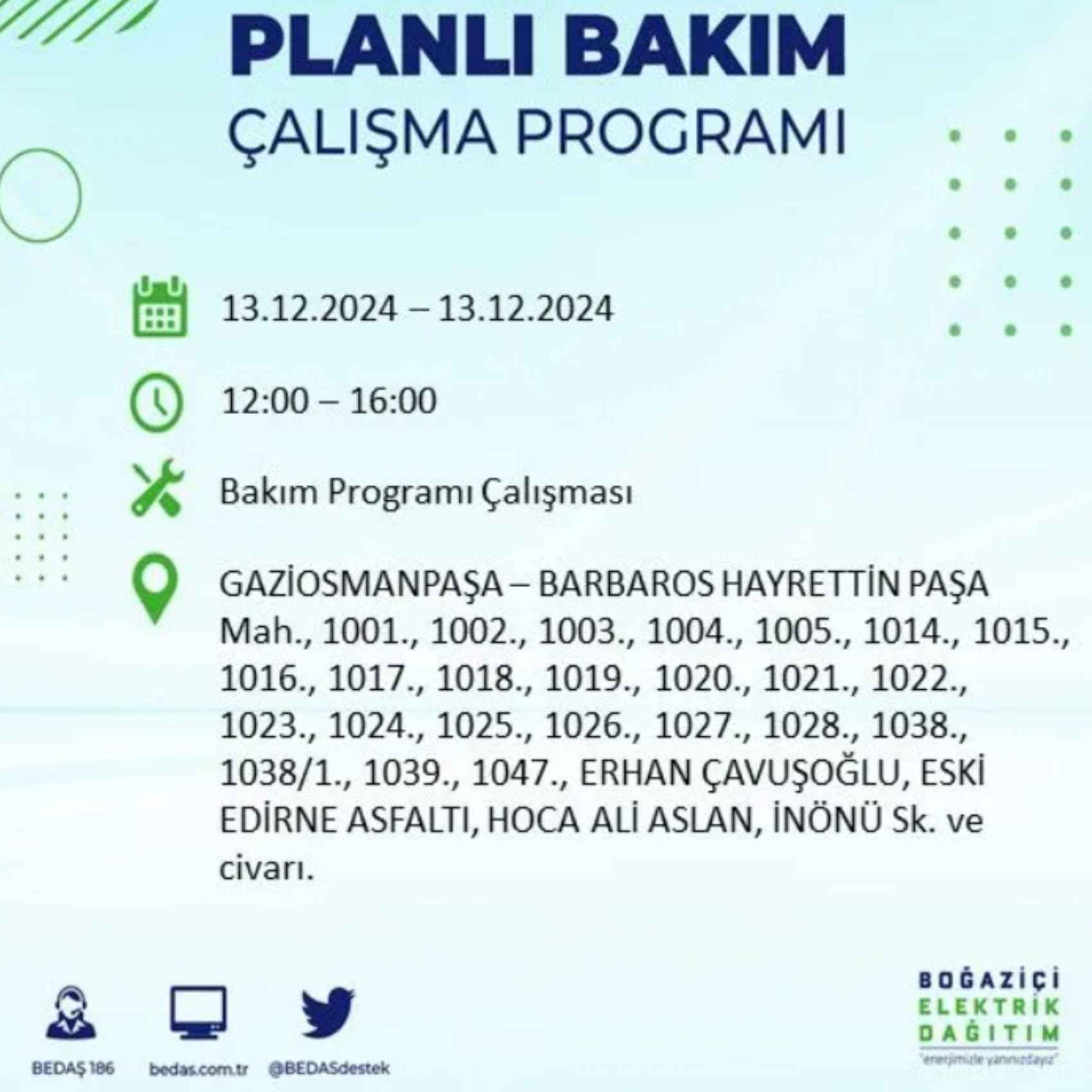 BEDAŞ açıkladı... İstanbul'da elektrik kesintisi: 13 Aralık'ta hangi mahalleler etkilenecek?