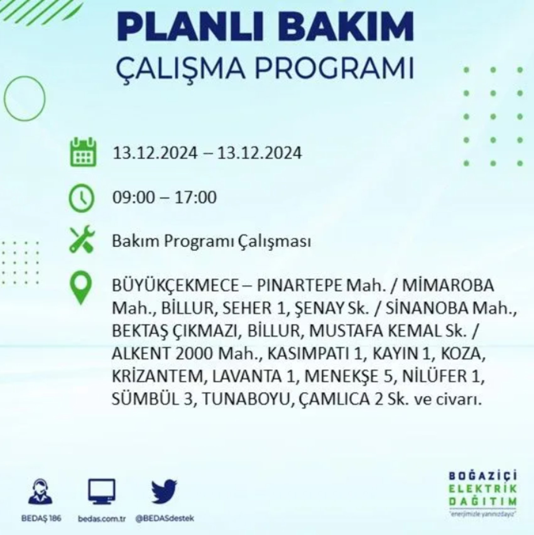 BEDAŞ açıkladı... İstanbul'da elektrik kesintisi: 13 Aralık'ta hangi mahalleler etkilenecek?