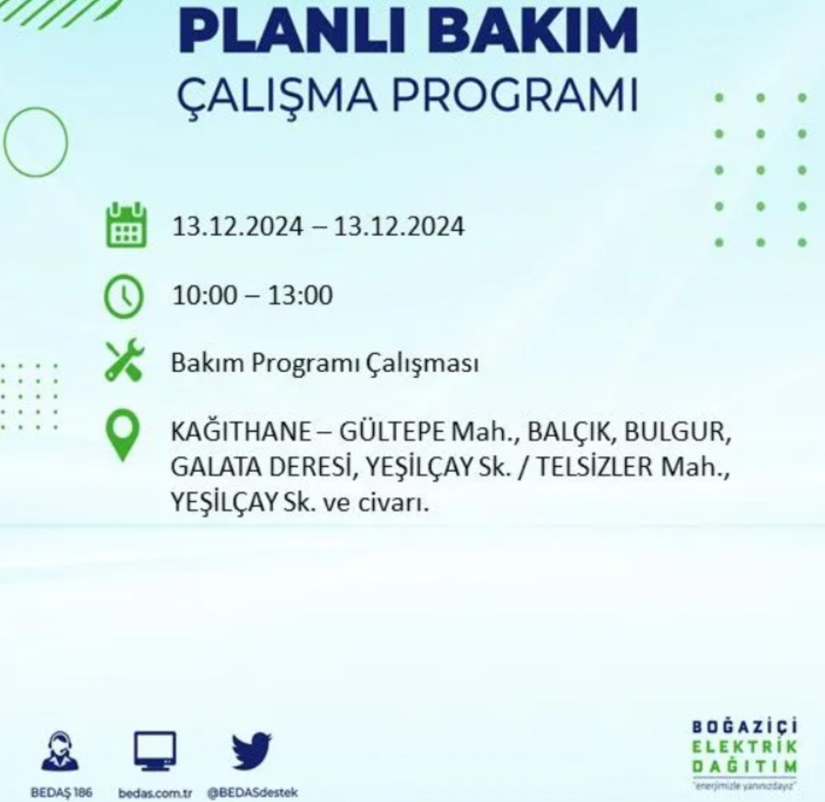 BEDAŞ açıkladı... İstanbul'da elektrik kesintisi: 13 Aralık'ta hangi mahalleler etkilenecek?