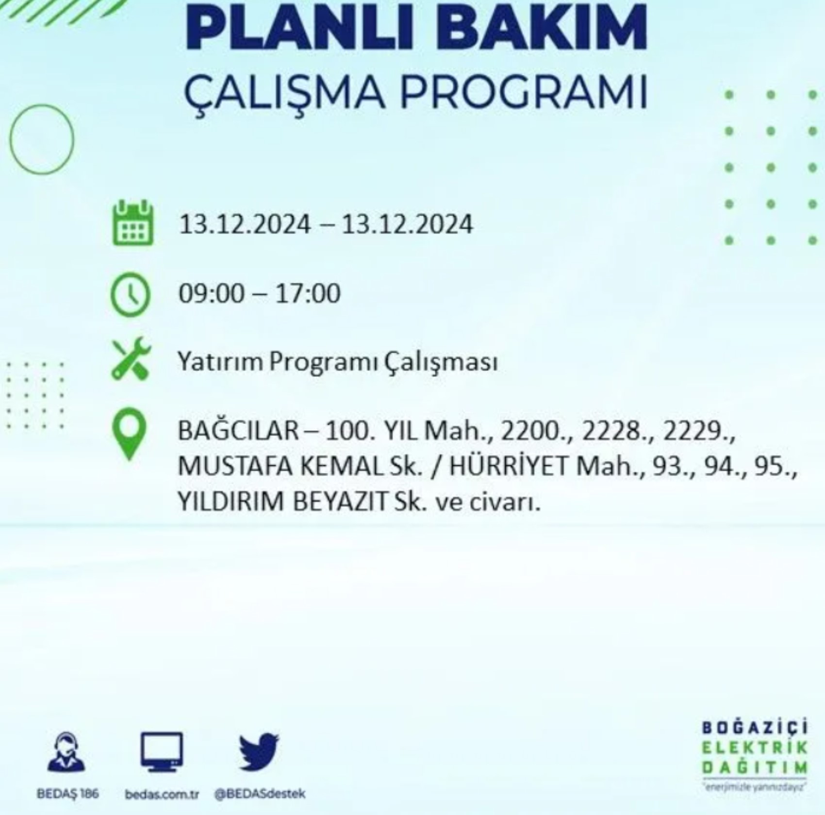 BEDAŞ açıkladı... İstanbul'da elektrik kesintisi: 13 Aralık'ta hangi mahalleler etkilenecek?