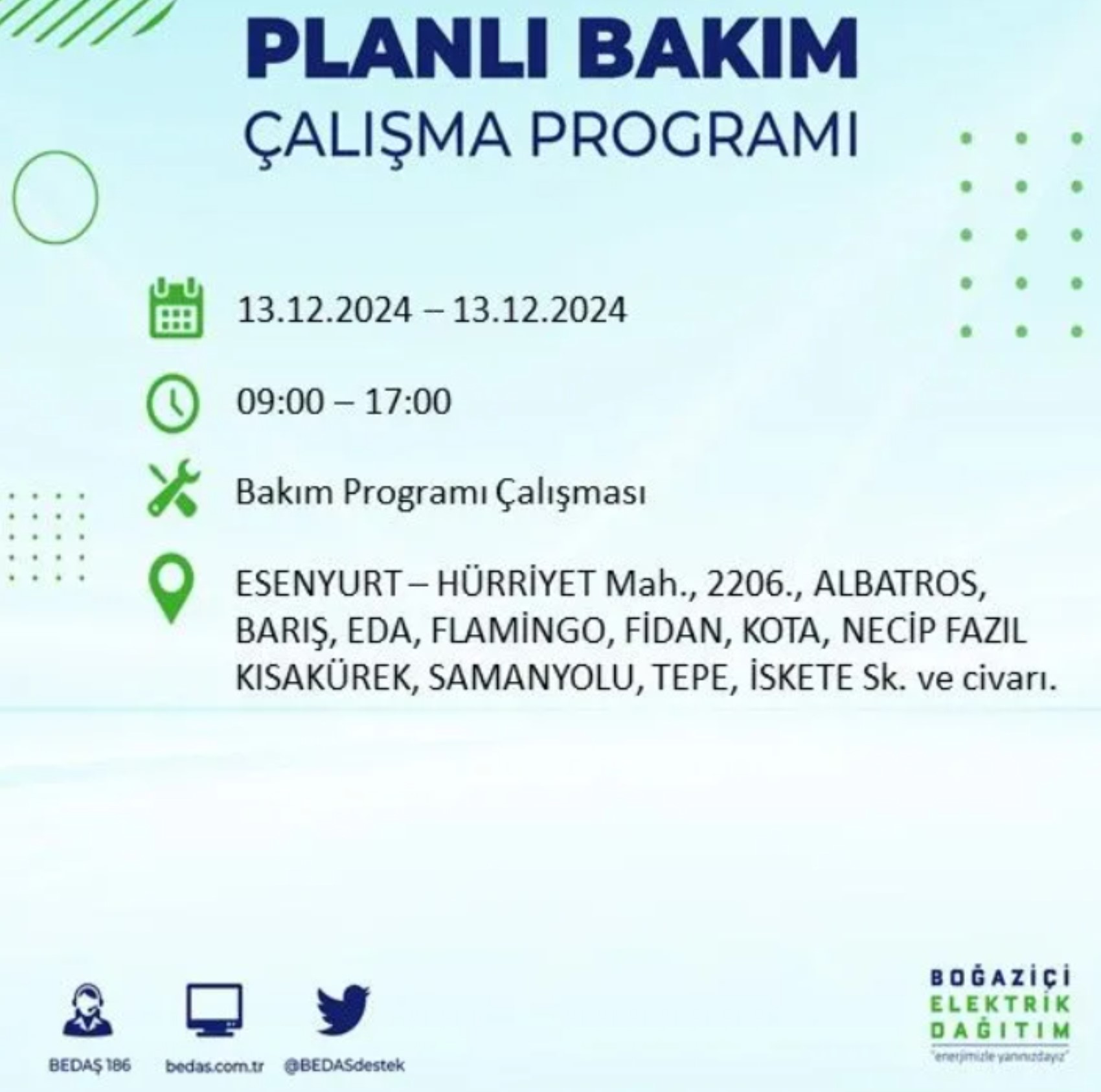 BEDAŞ açıkladı... İstanbul'da elektrik kesintisi: 13 Aralık'ta hangi mahalleler etkilenecek?