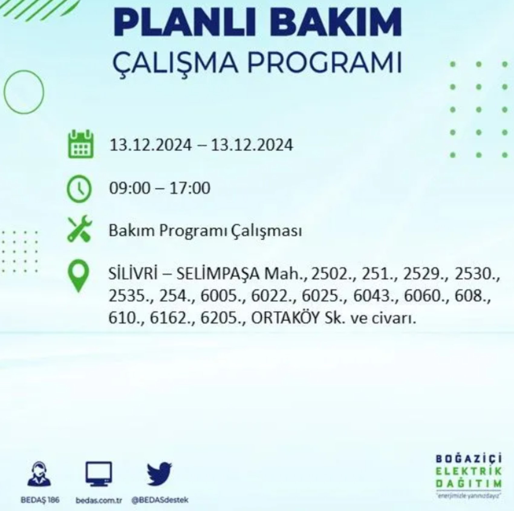 BEDAŞ açıkladı... İstanbul'da elektrik kesintisi: 13 Aralık'ta hangi mahalleler etkilenecek?