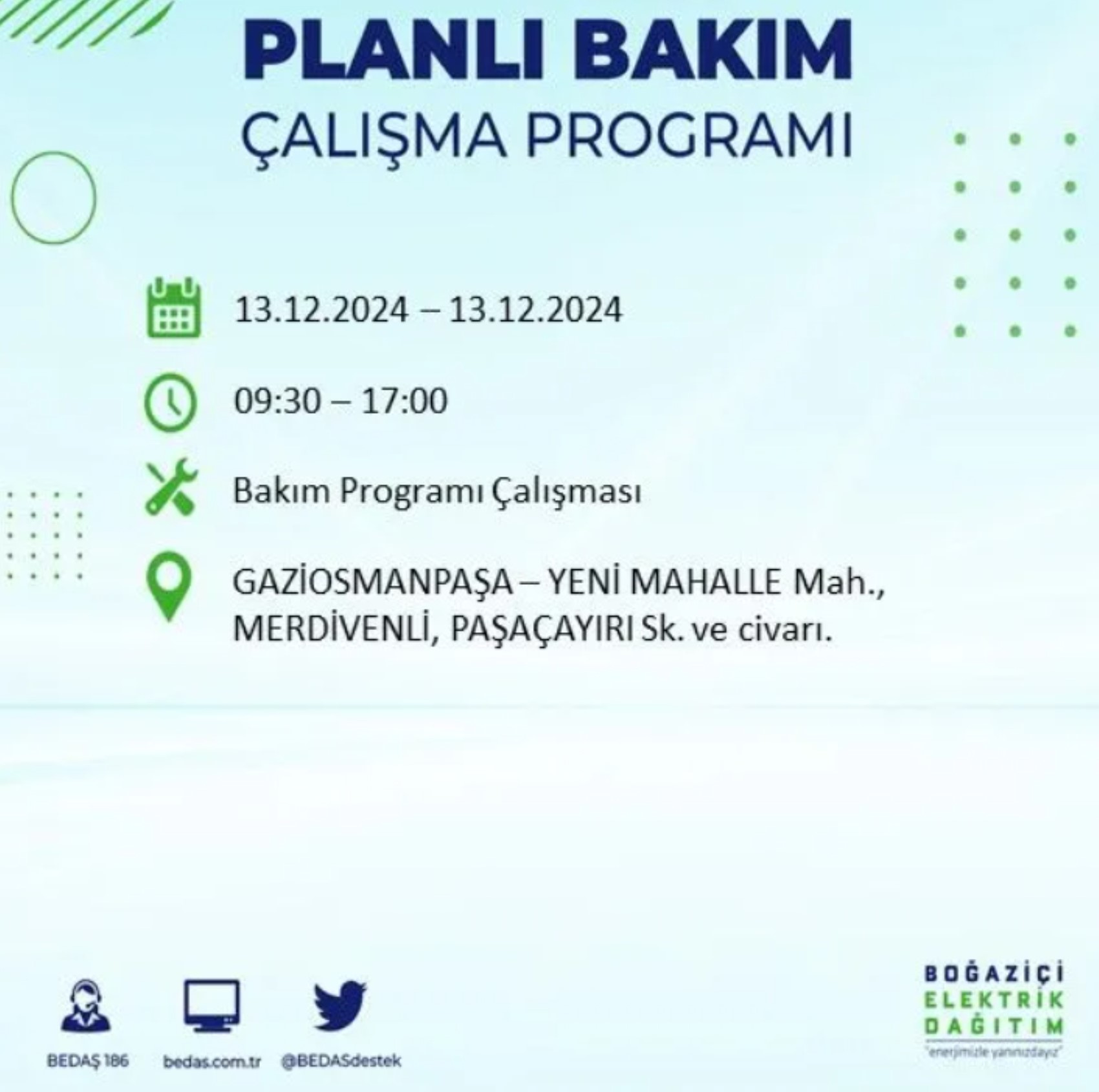 BEDAŞ açıkladı... İstanbul'da elektrik kesintisi: 13 Aralık'ta hangi mahalleler etkilenecek?