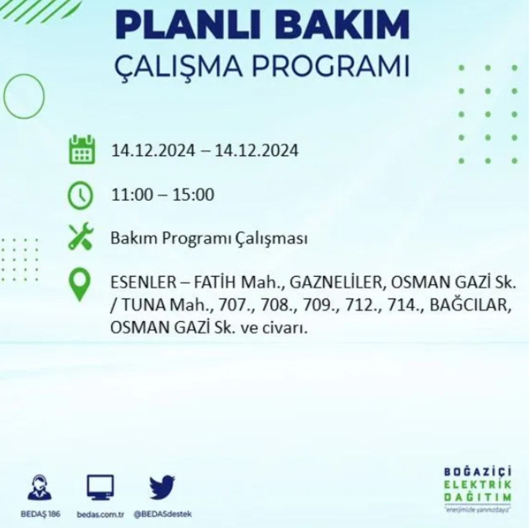 BEDAŞ açıkladı... İstanbul'da elektrik kesintisi: 14 Aralık Cumartesi hangi mahalleler etkilenecek?