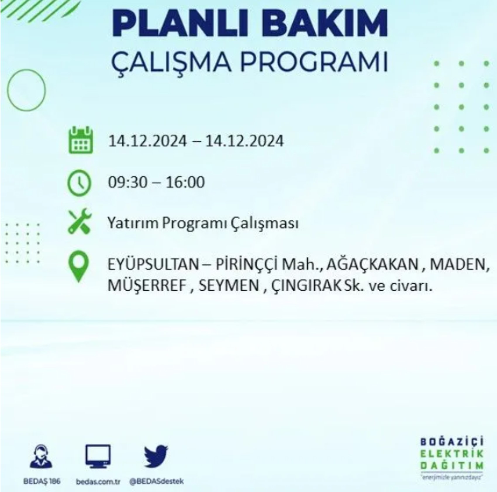 BEDAŞ açıkladı... İstanbul'da elektrik kesintisi: 14 Aralık Cumartesi hangi mahalleler etkilenecek?