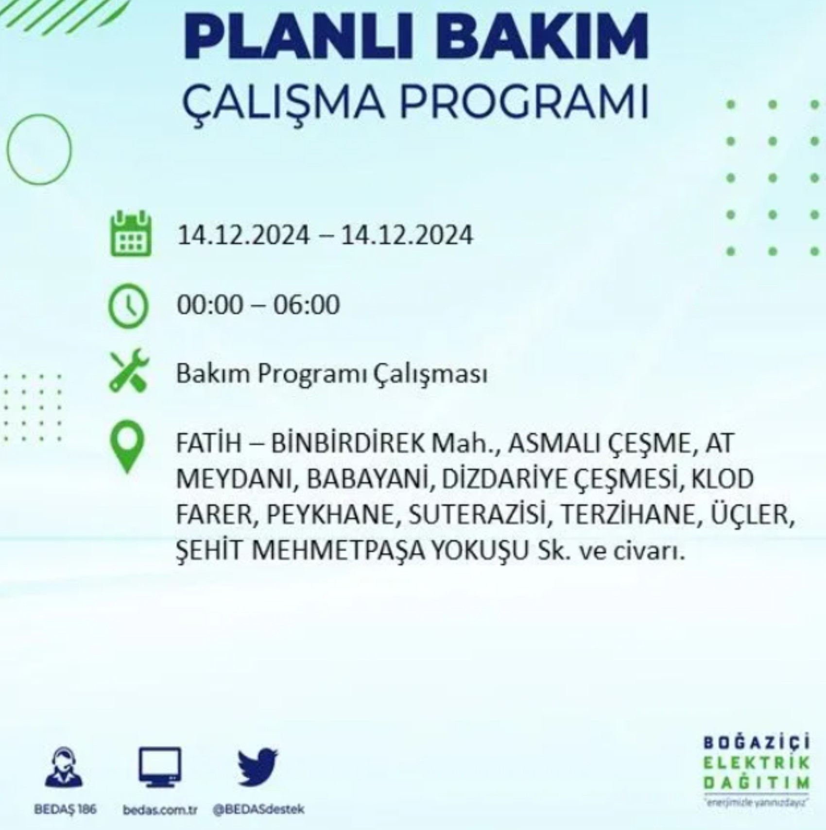 BEDAŞ açıkladı... İstanbul'da elektrik kesintisi: 14 Aralık Cumartesi hangi mahalleler etkilenecek?