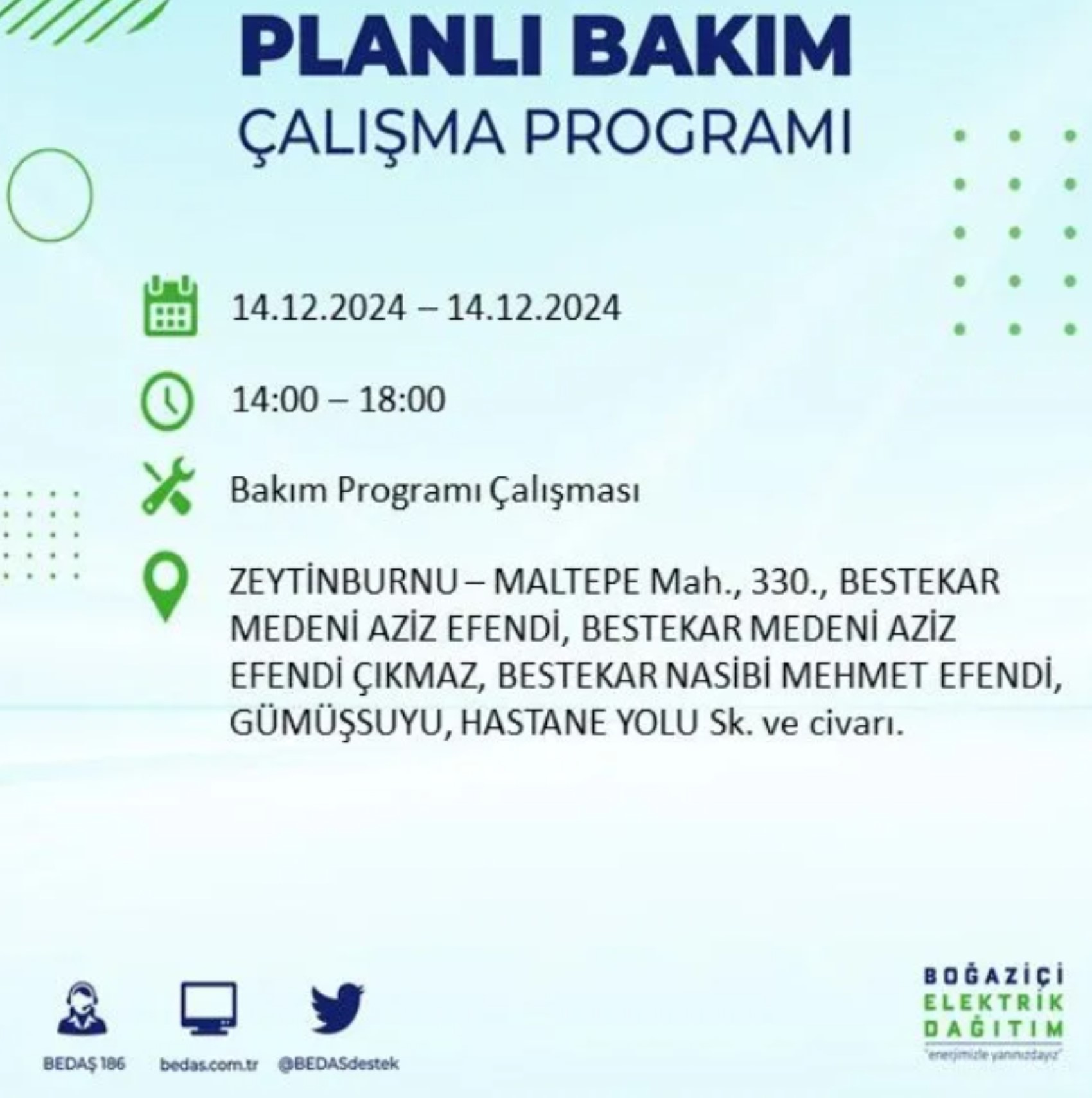 BEDAŞ açıkladı... İstanbul'da elektrik kesintisi: 14 Aralık Cumartesi hangi mahalleler etkilenecek?