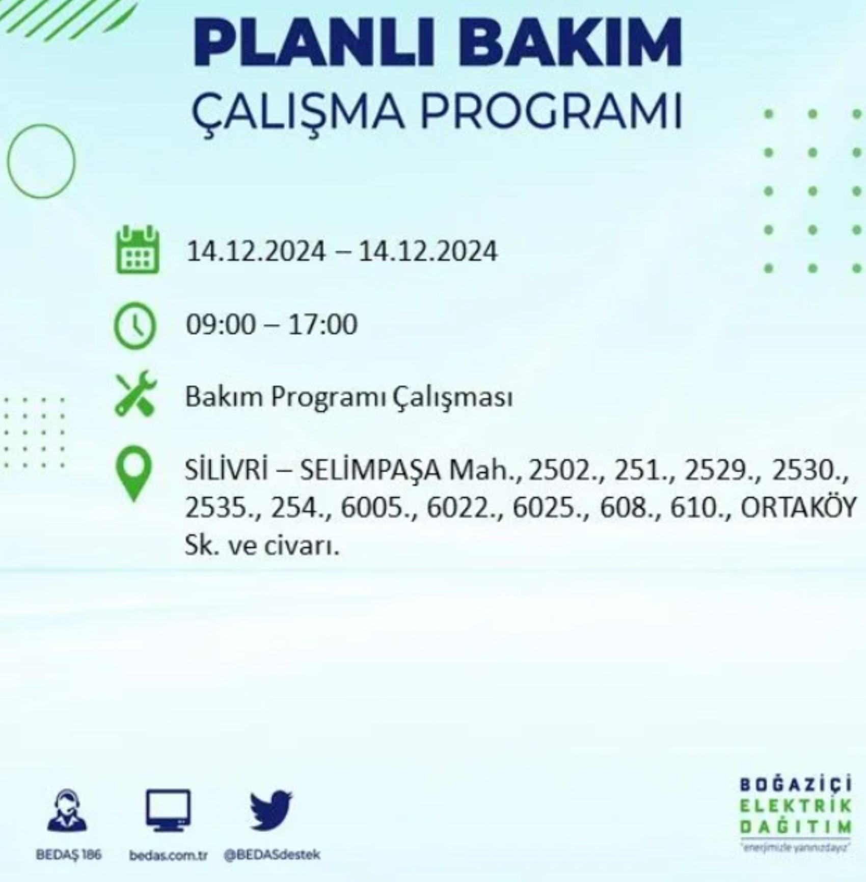 BEDAŞ açıkladı... İstanbul'da elektrik kesintisi: 14 Aralık Cumartesi hangi mahalleler etkilenecek?