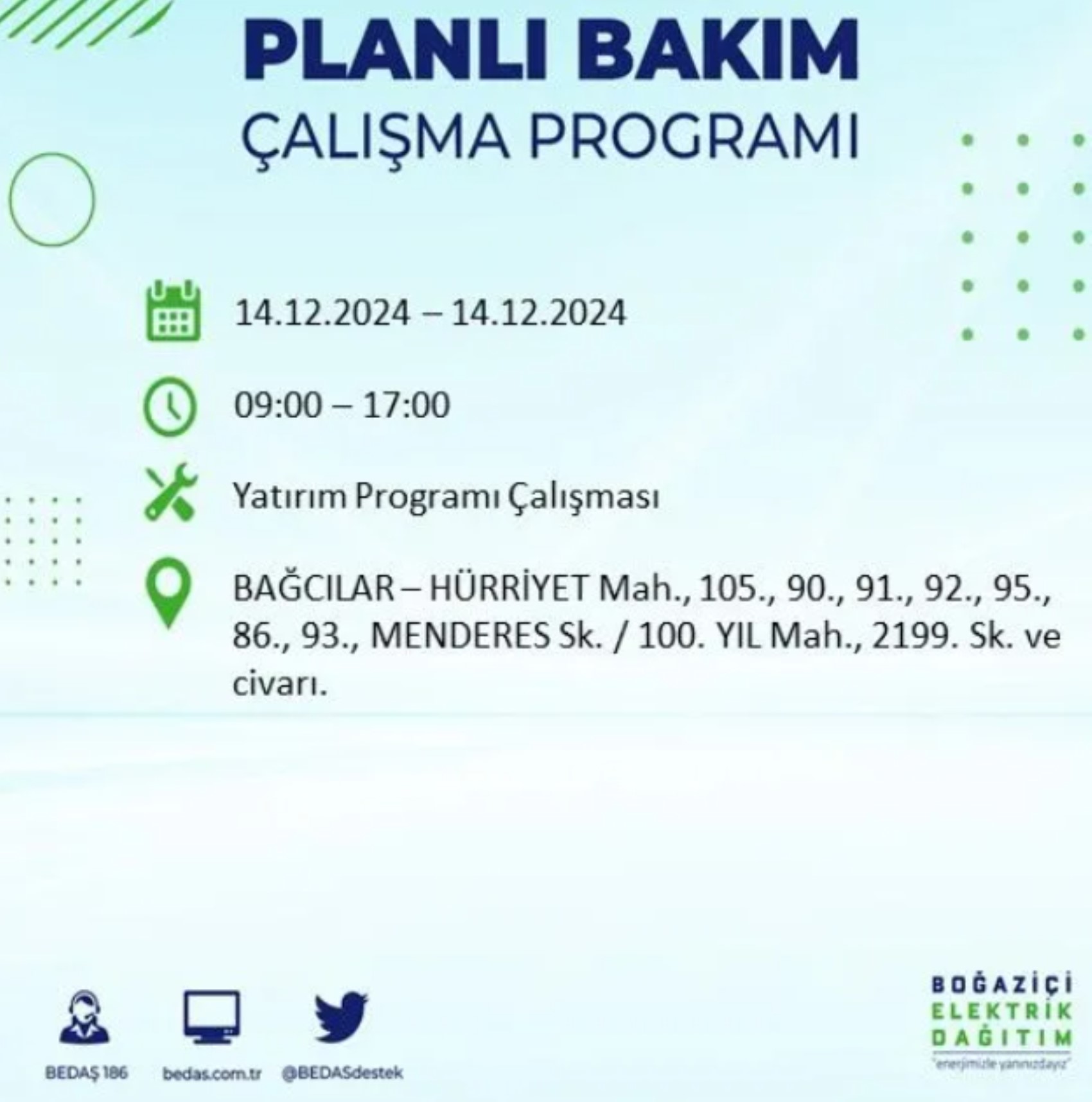 BEDAŞ açıkladı... İstanbul'da elektrik kesintisi: 14 Aralık Cumartesi hangi mahalleler etkilenecek?