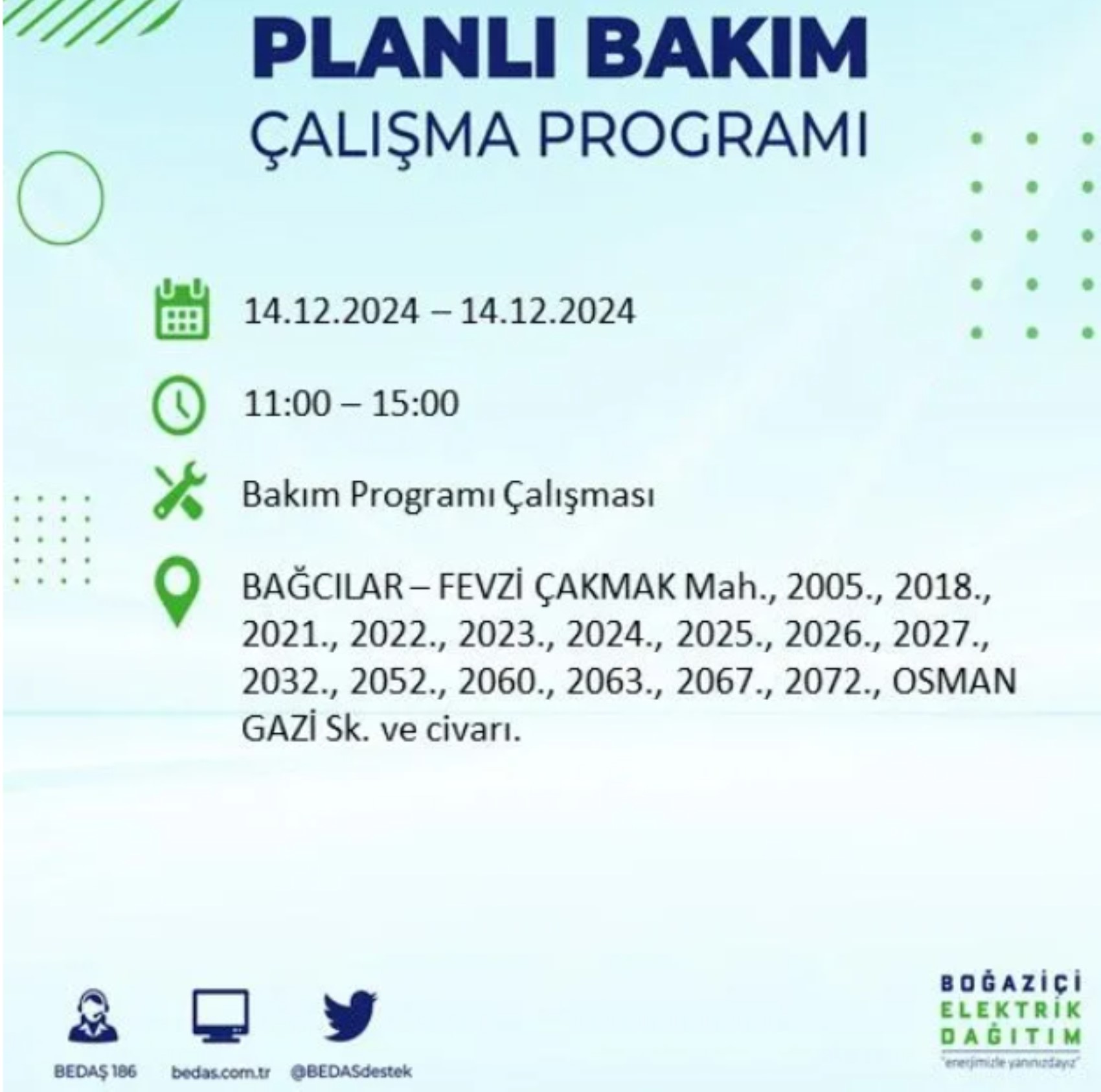 BEDAŞ açıkladı... İstanbul'da elektrik kesintisi: 14 Aralık Cumartesi hangi mahalleler etkilenecek?