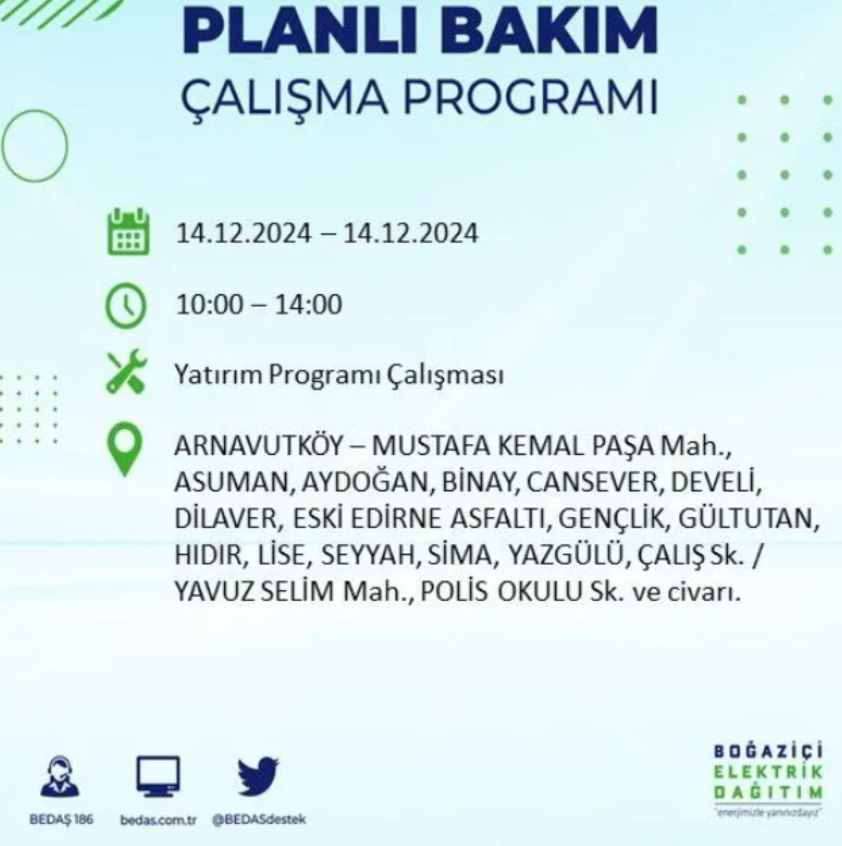 BEDAŞ açıkladı... İstanbul'da elektrik kesintisi: 14 Aralık Cumartesi hangi mahalleler etkilenecek?