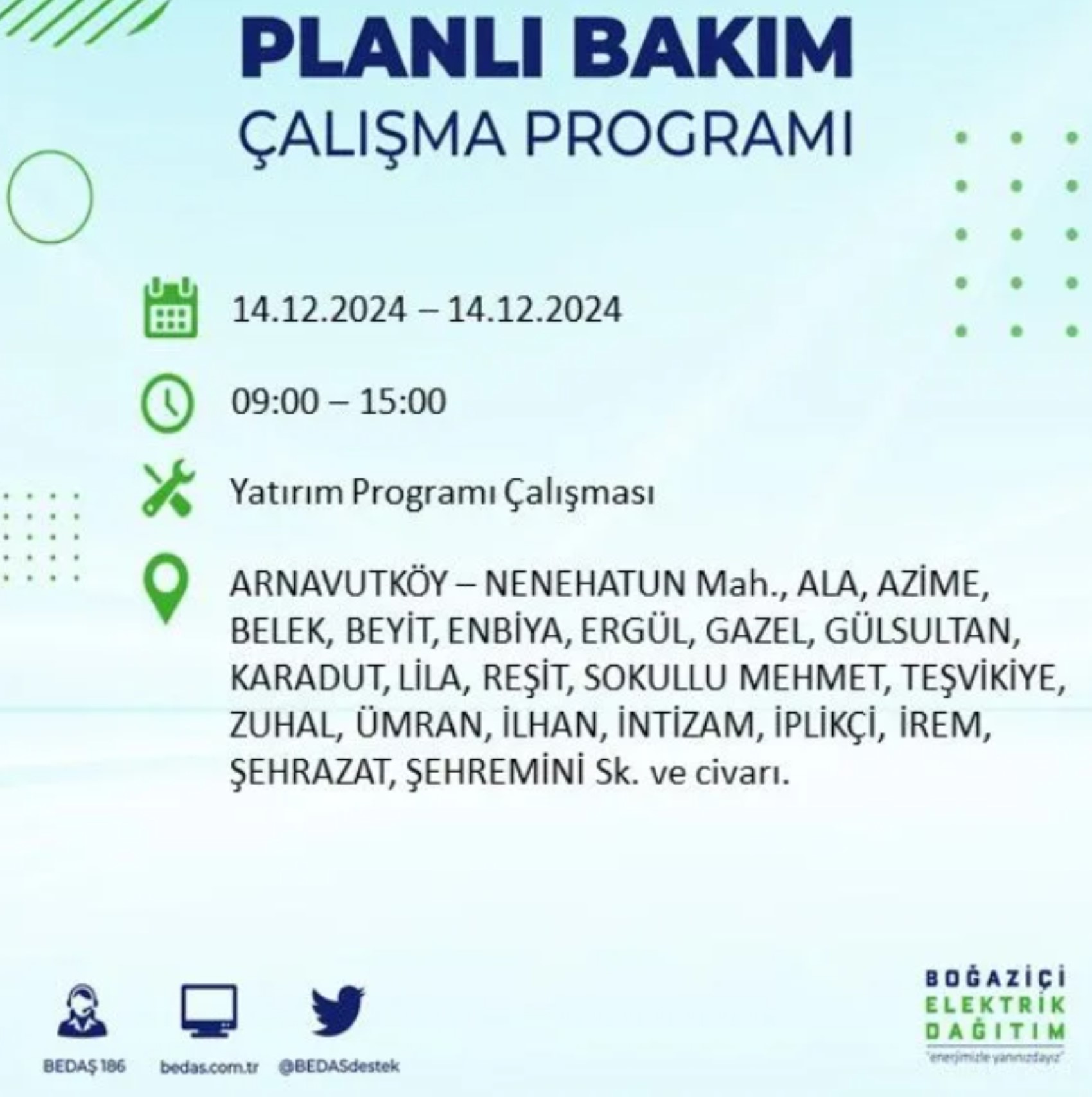 BEDAŞ açıkladı... İstanbul'da elektrik kesintisi: 14 Aralık Cumartesi hangi mahalleler etkilenecek?