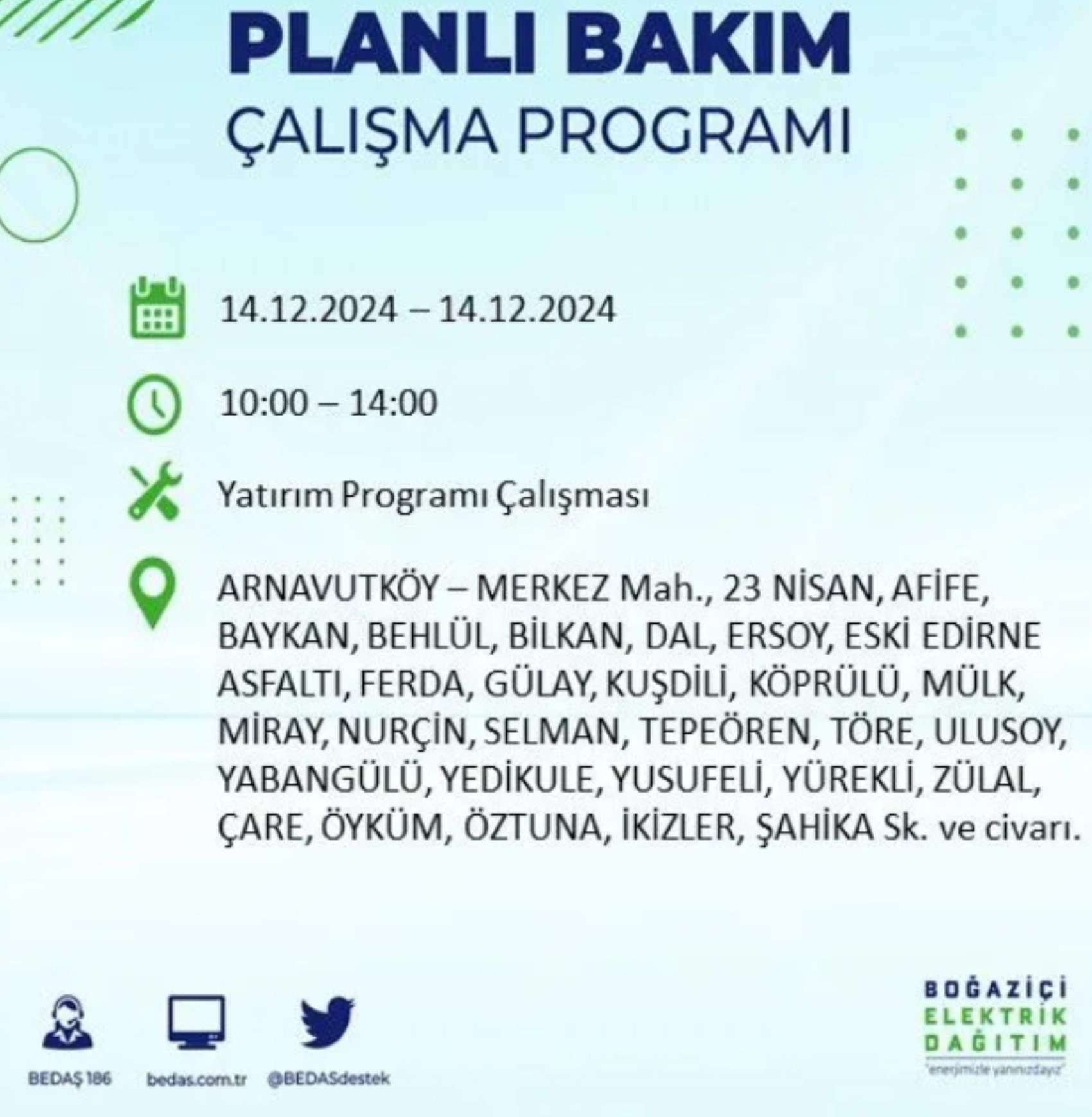 BEDAŞ açıkladı... İstanbul'da elektrik kesintisi: 14 Aralık Cumartesi hangi mahalleler etkilenecek?