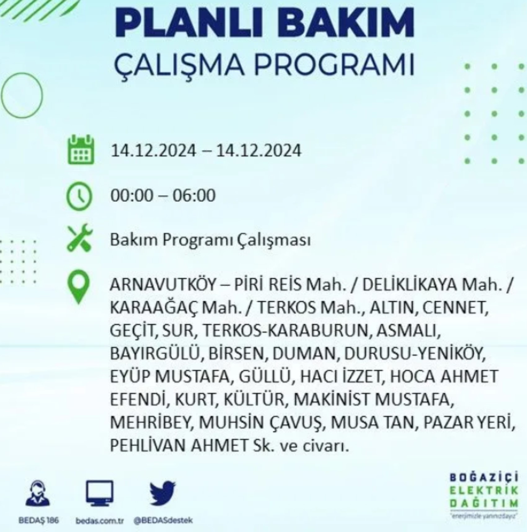 BEDAŞ açıkladı... İstanbul'da elektrik kesintisi: 14 Aralık Cumartesi hangi mahalleler etkilenecek?