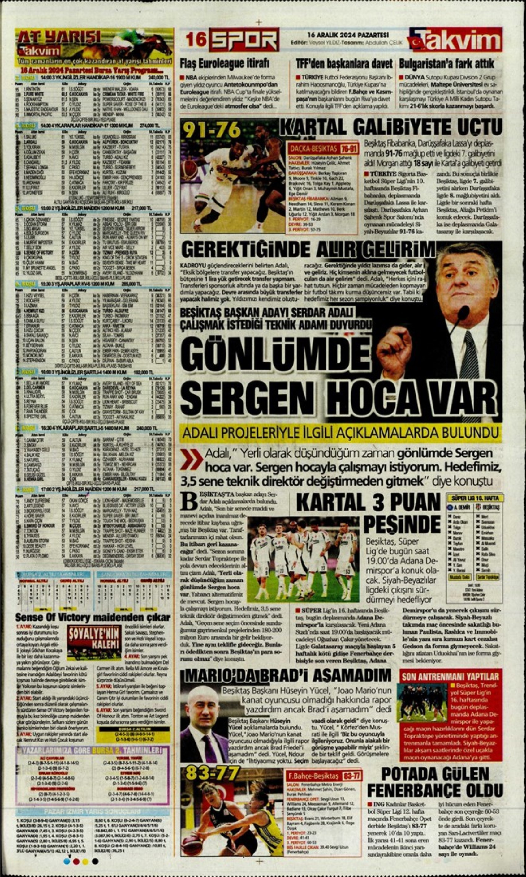 Le prime pagine dello sport (16 dicembre): 'Il salvagente'