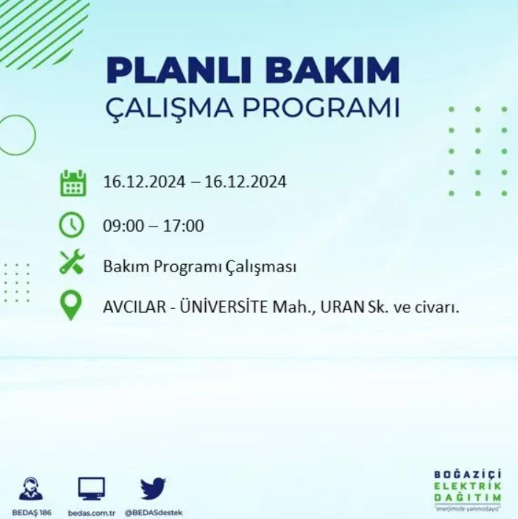 BEDAŞ açıkladı... İstanbul'da elektrik kesintisi: 16 Aralık'ta hangi mahalleler etkilenecek?