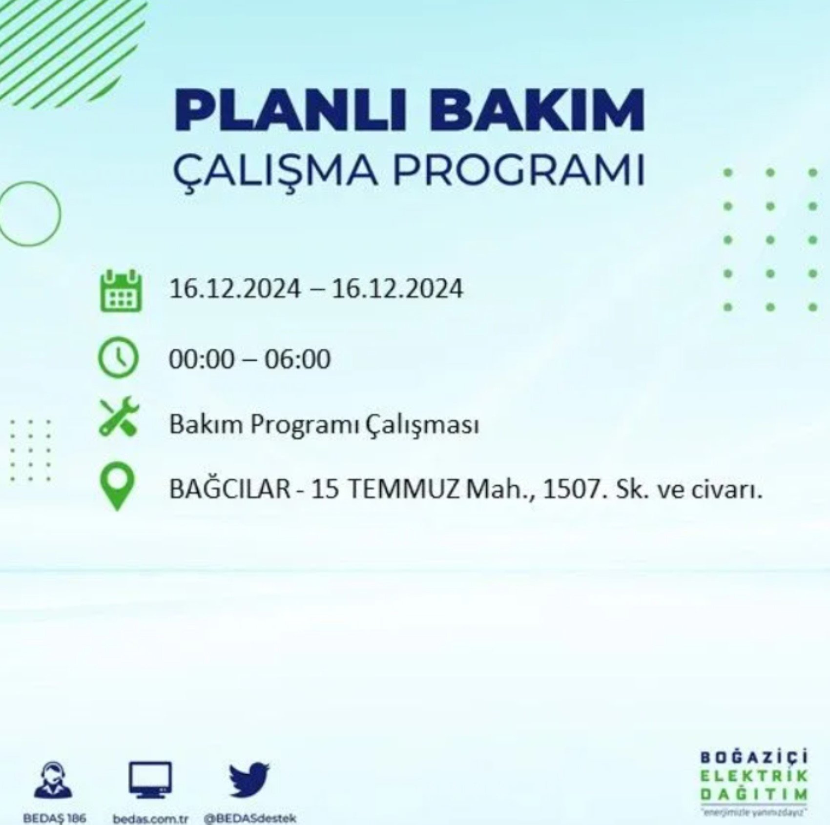 BEDAŞ açıkladı... İstanbul'da elektrik kesintisi: 16 Aralık'ta hangi mahalleler etkilenecek?