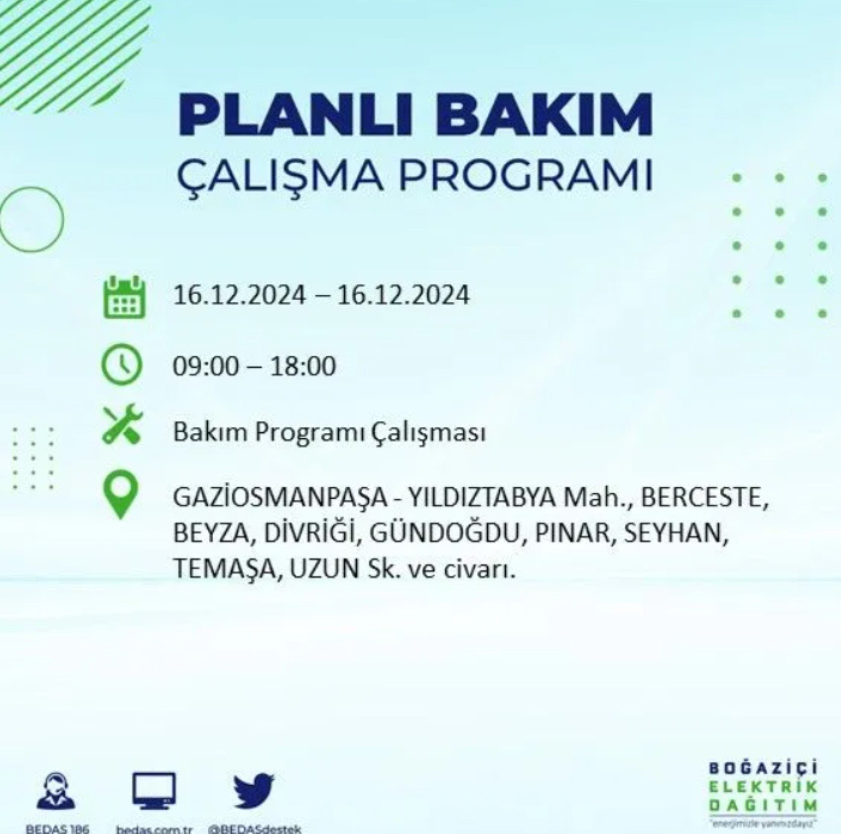 BEDAŞ açıkladı... İstanbul'da elektrik kesintisi: 16 Aralık'ta hangi mahalleler etkilenecek?