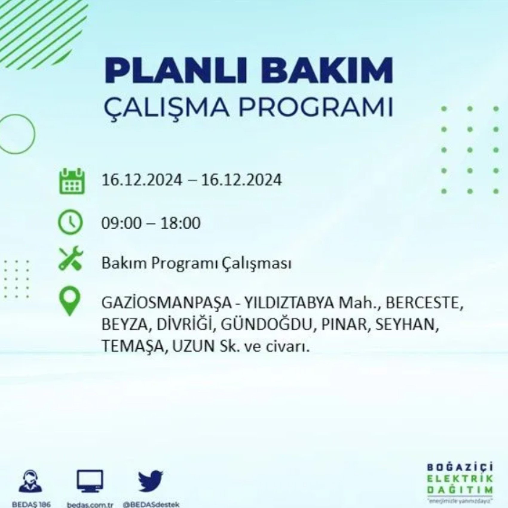 BEDAŞ açıkladı... İstanbul'da elektrik kesintisi: 16 Aralık'ta hangi mahalleler etkilenecek?