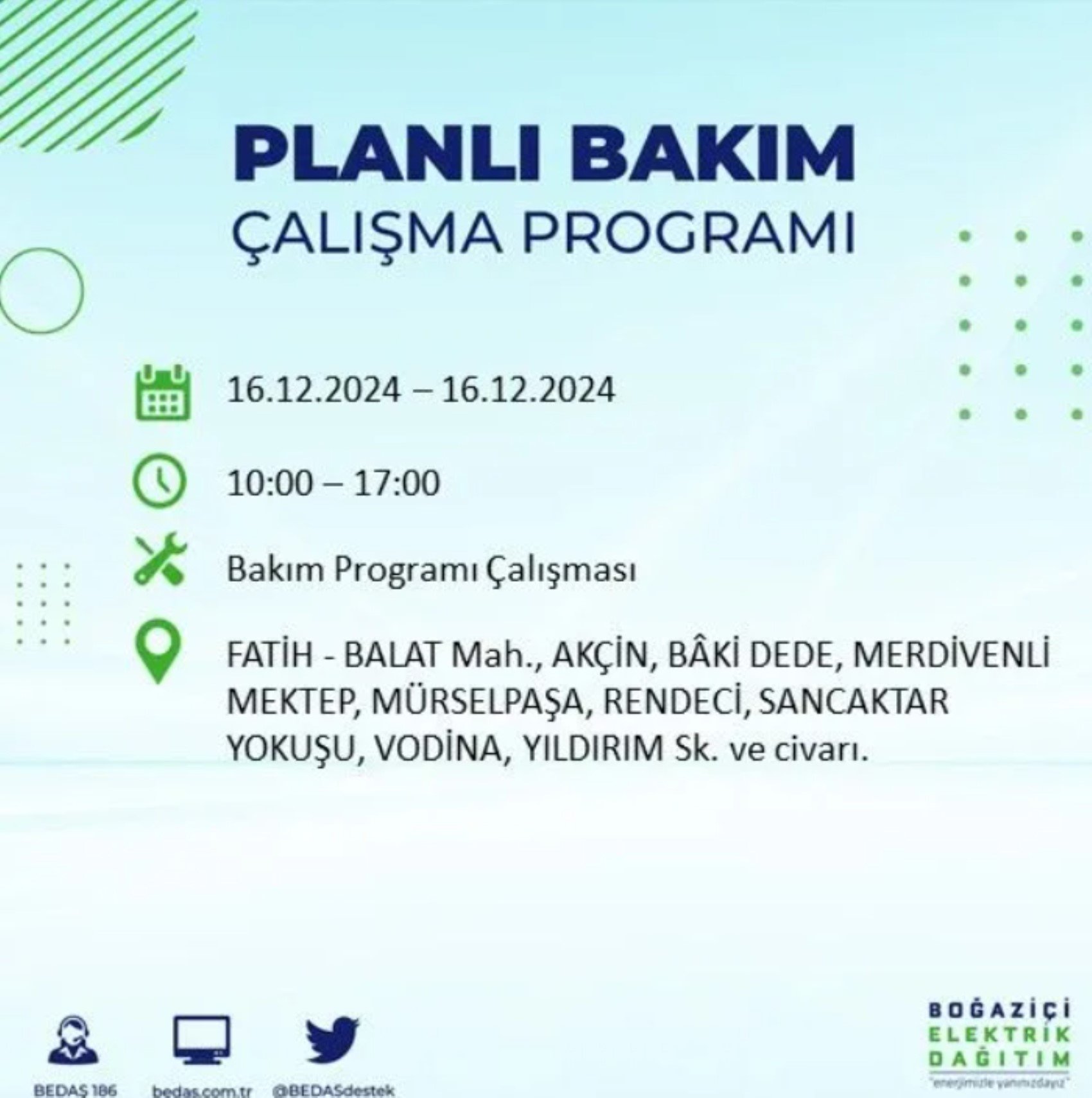 BEDAŞ açıkladı... İstanbul'da elektrik kesintisi: 16 Aralık'ta hangi mahalleler etkilenecek?