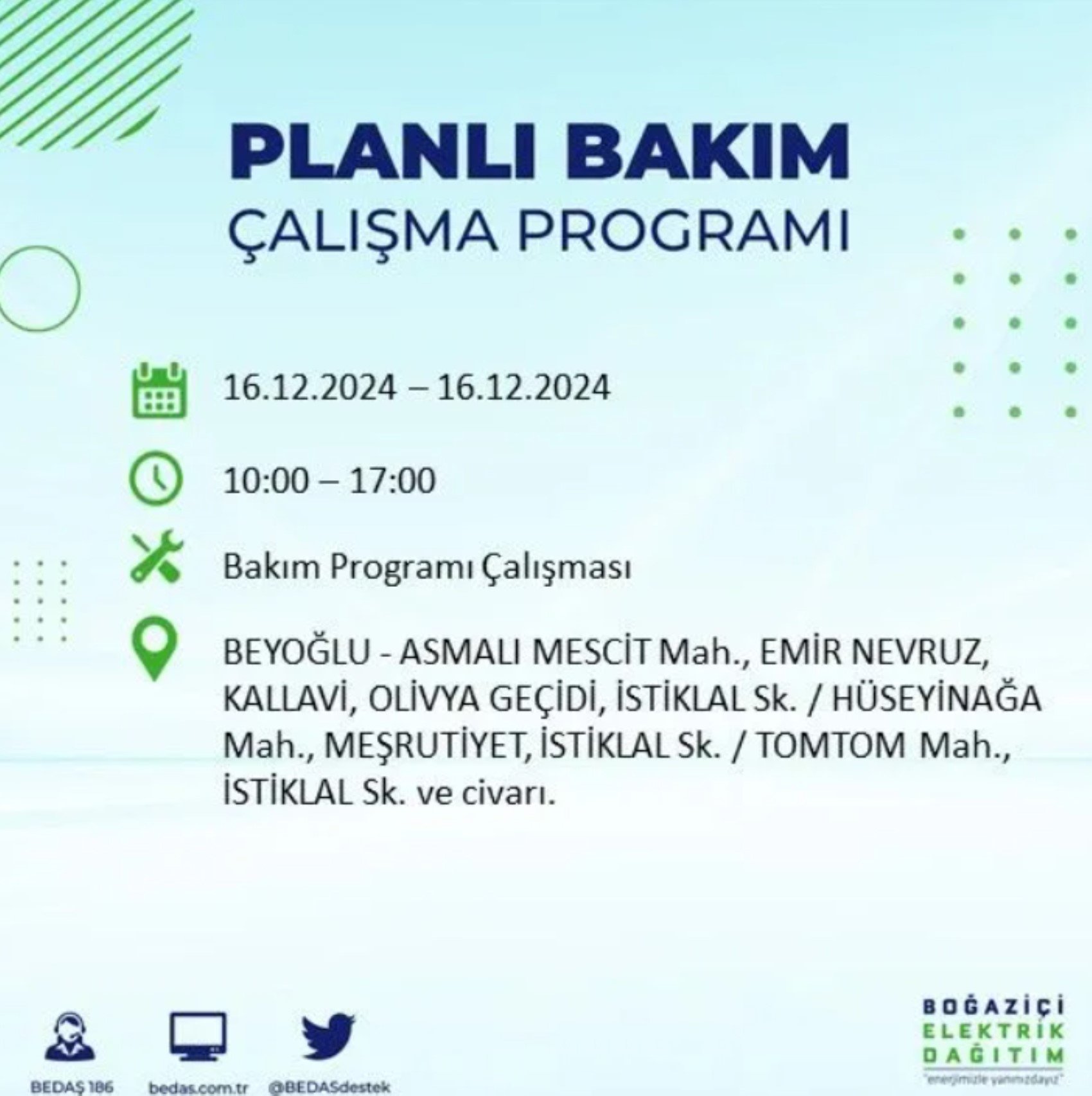 BEDAŞ açıkladı... İstanbul'da elektrik kesintisi: 16 Aralık'ta hangi mahalleler etkilenecek?