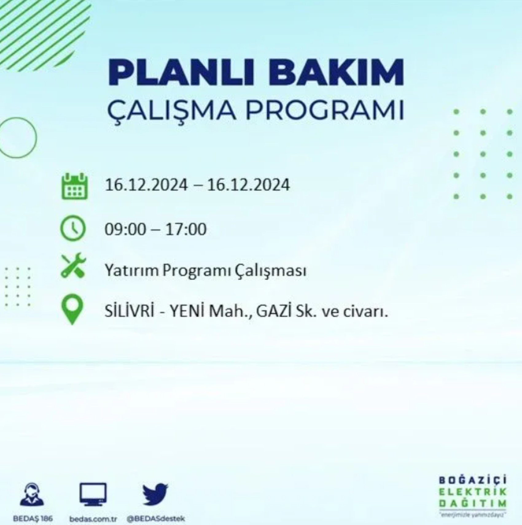 BEDAŞ açıkladı... İstanbul'da elektrik kesintisi: 16 Aralık'ta hangi mahalleler etkilenecek?