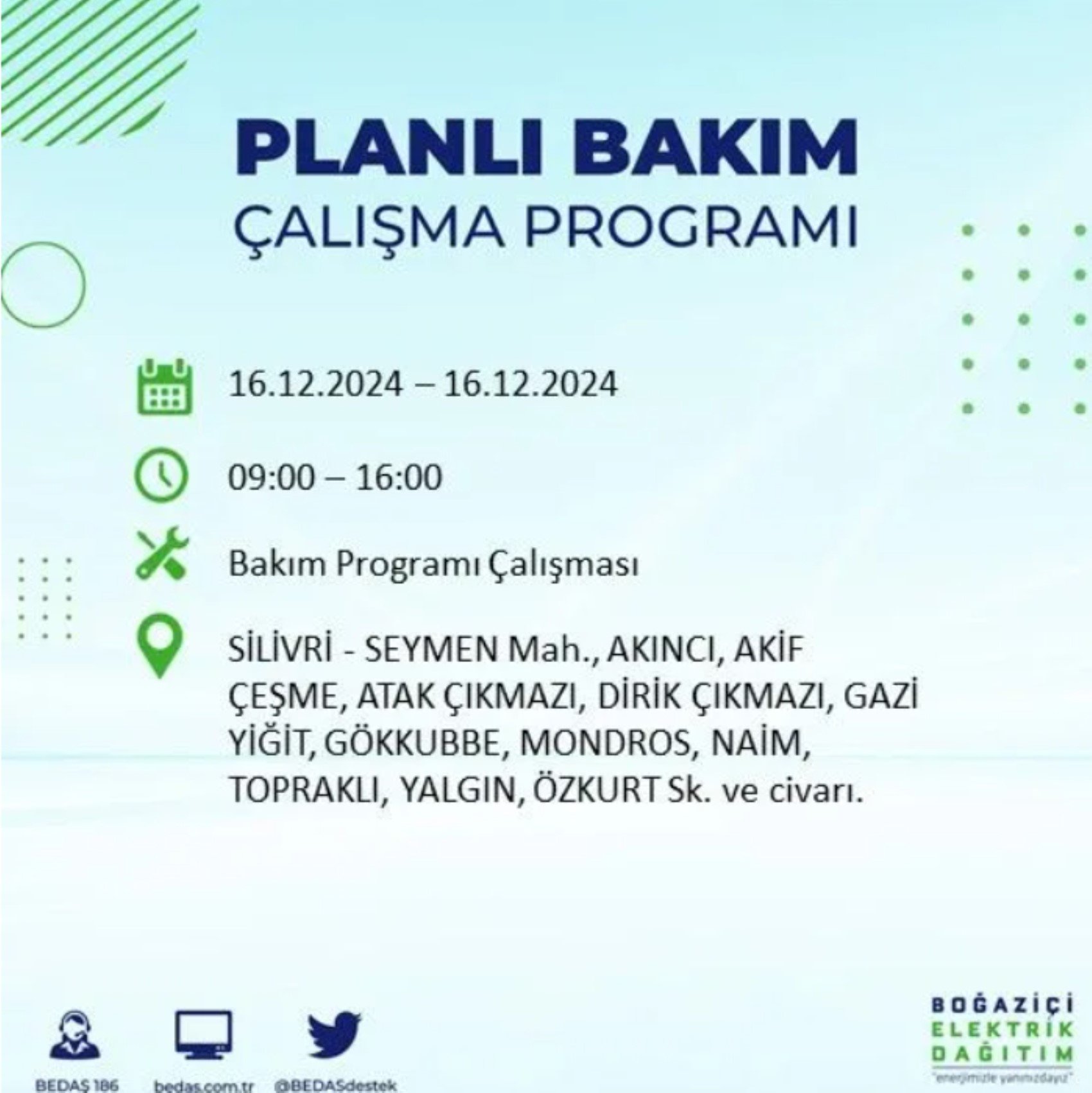 BEDAŞ açıkladı... İstanbul'da elektrik kesintisi: 16 Aralık'ta hangi mahalleler etkilenecek?